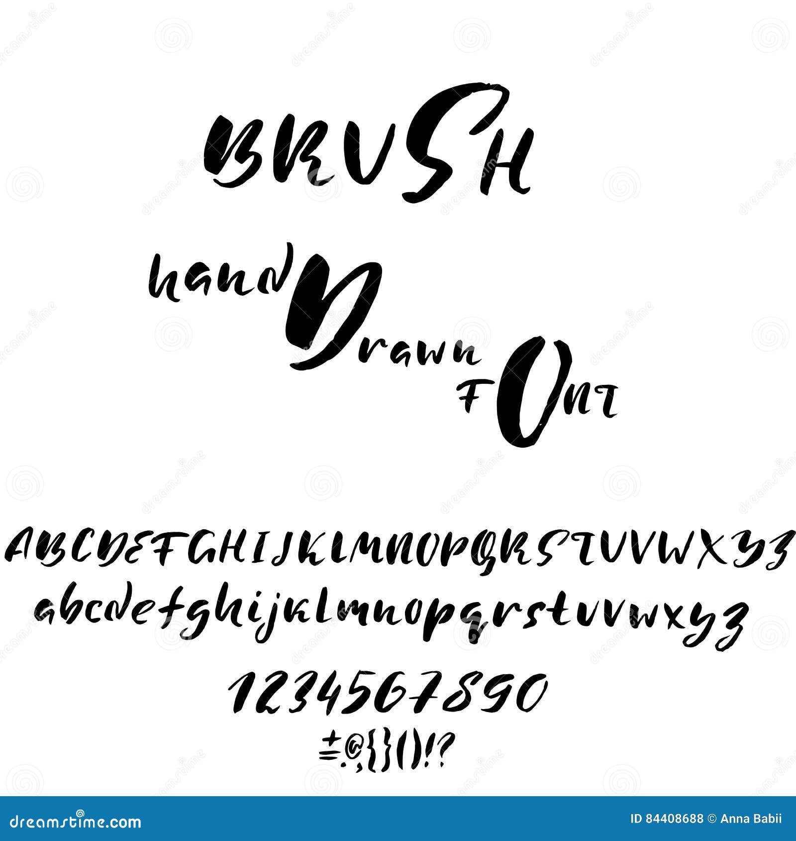 Hand Drawn Font Made by Dry Brush Strokes. Grunge Style Alphabet Stock ...