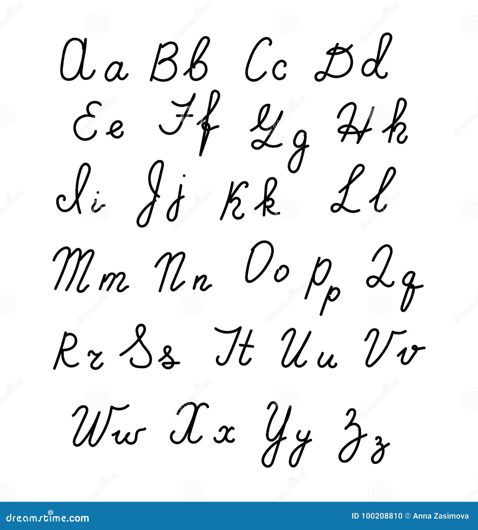 Hand Drawn Fonts. Handwritten Alphabe Style Modern Calligraphy Stock ...
