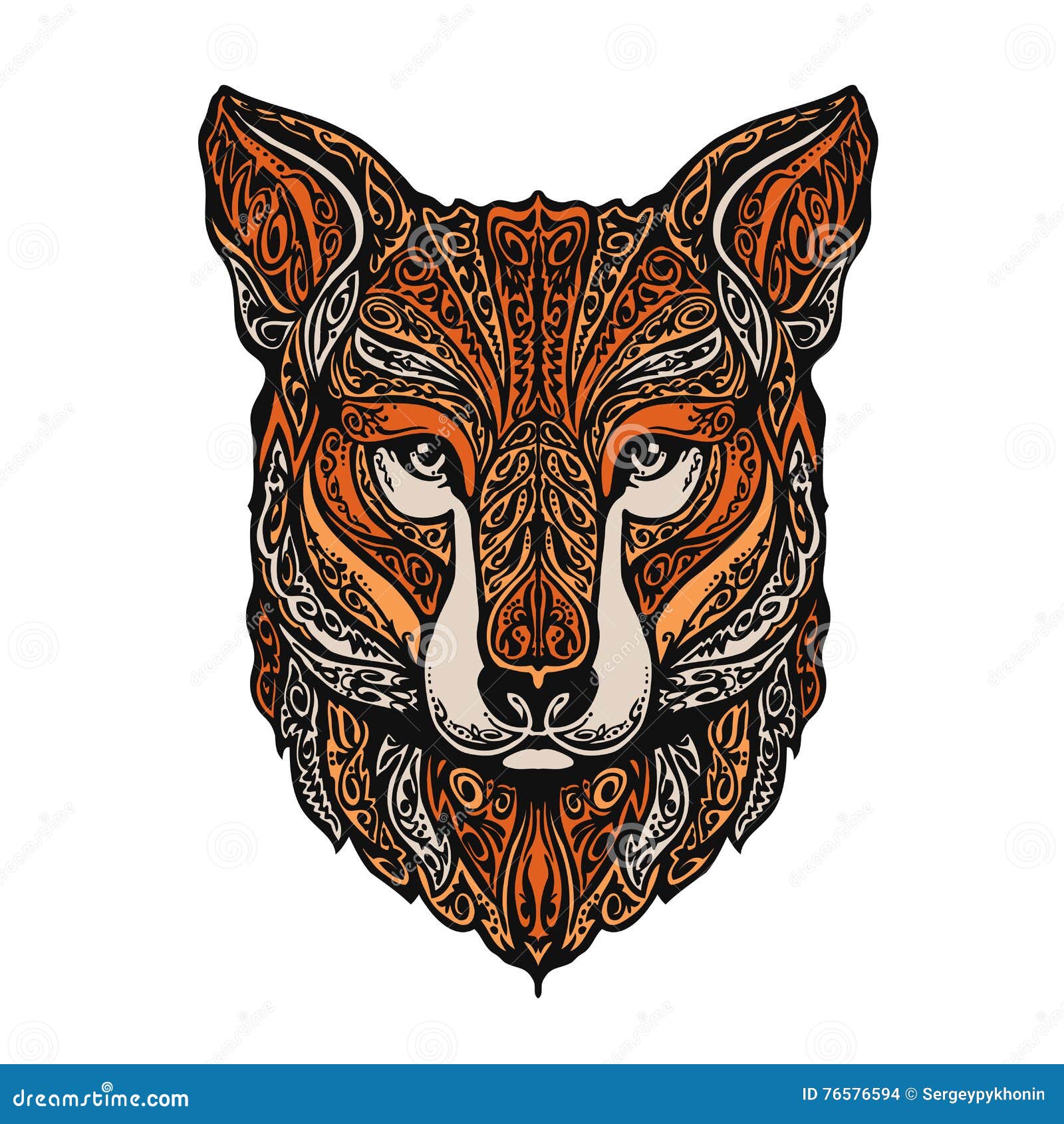 Download Hand Drawn Fox. Ethnic Patterns. Vector Illustration Stock ...