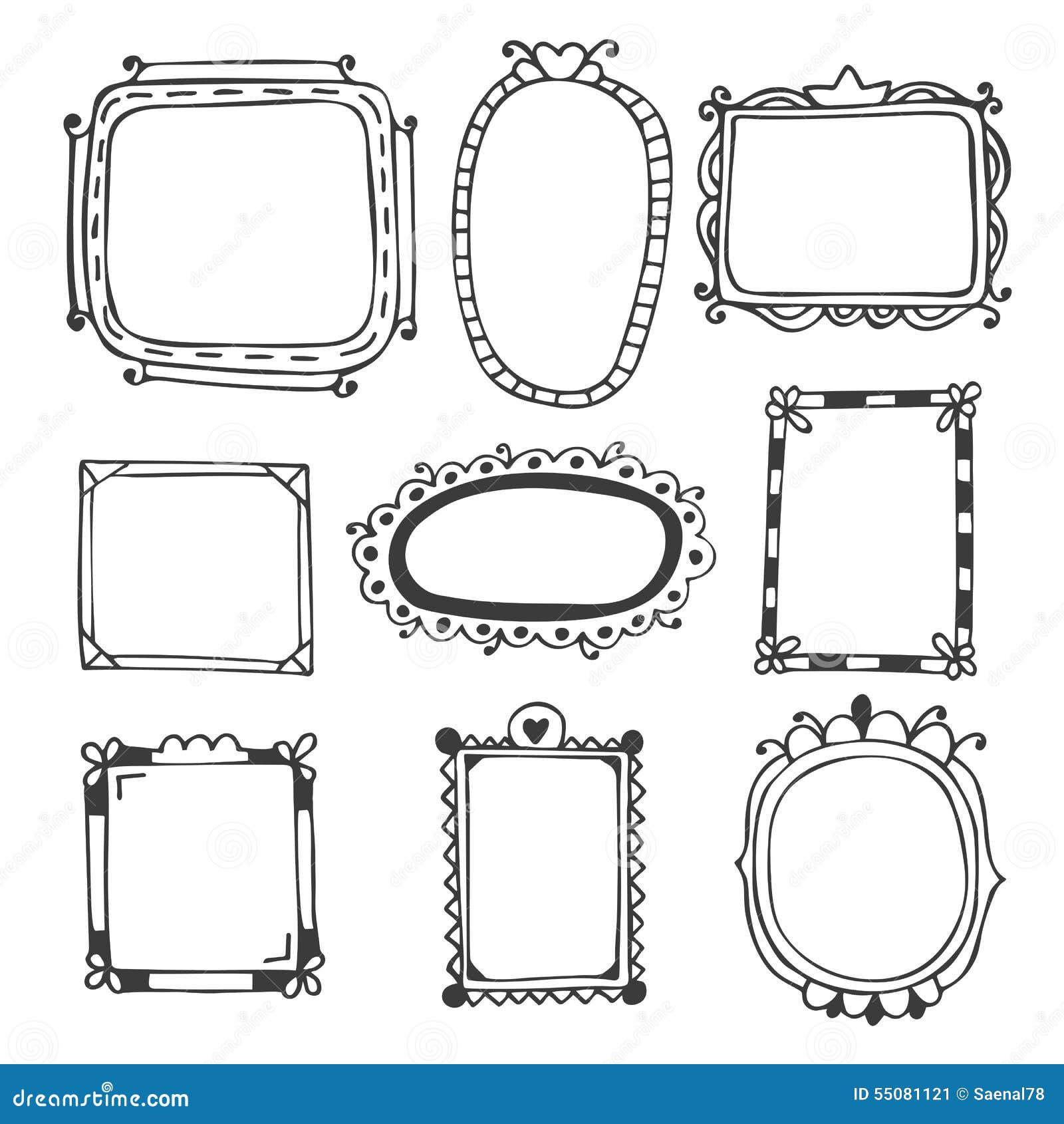 Hand Drawn Frames. Vintage Photo Frames Stock Vector Illustration of
