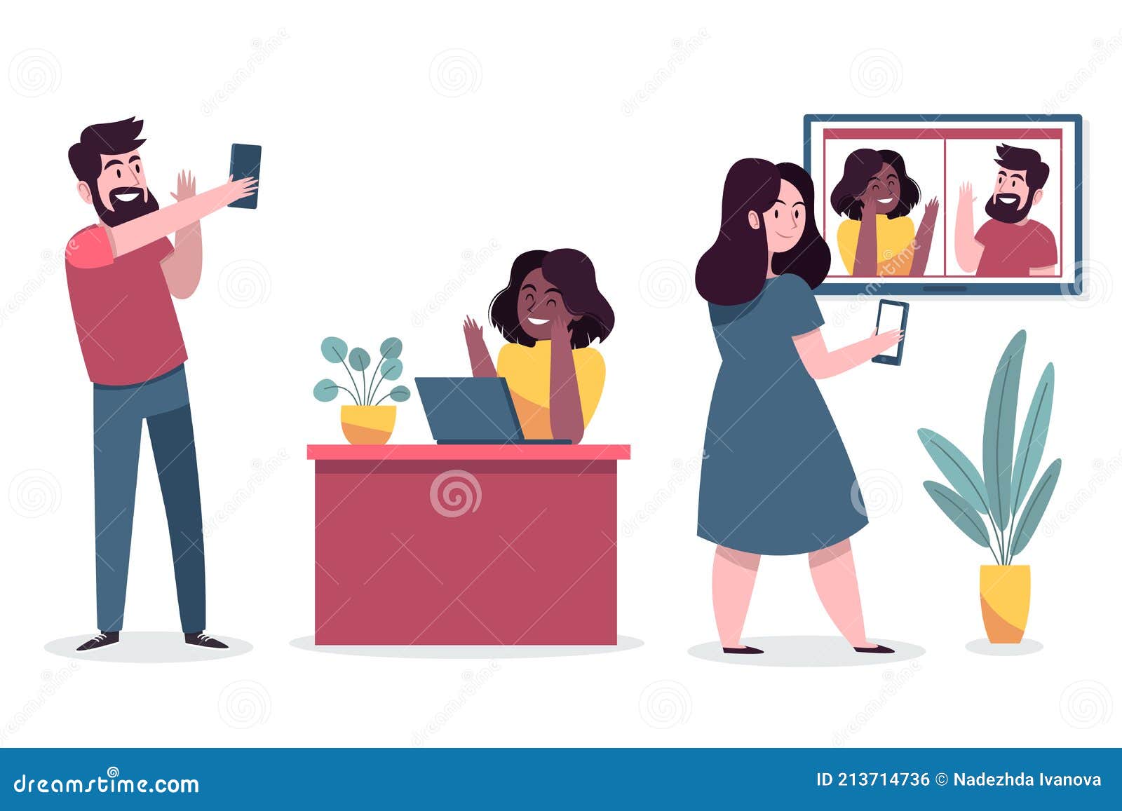 Videoconferencing Scenes Stock Illustrations 7 Videoconferencing