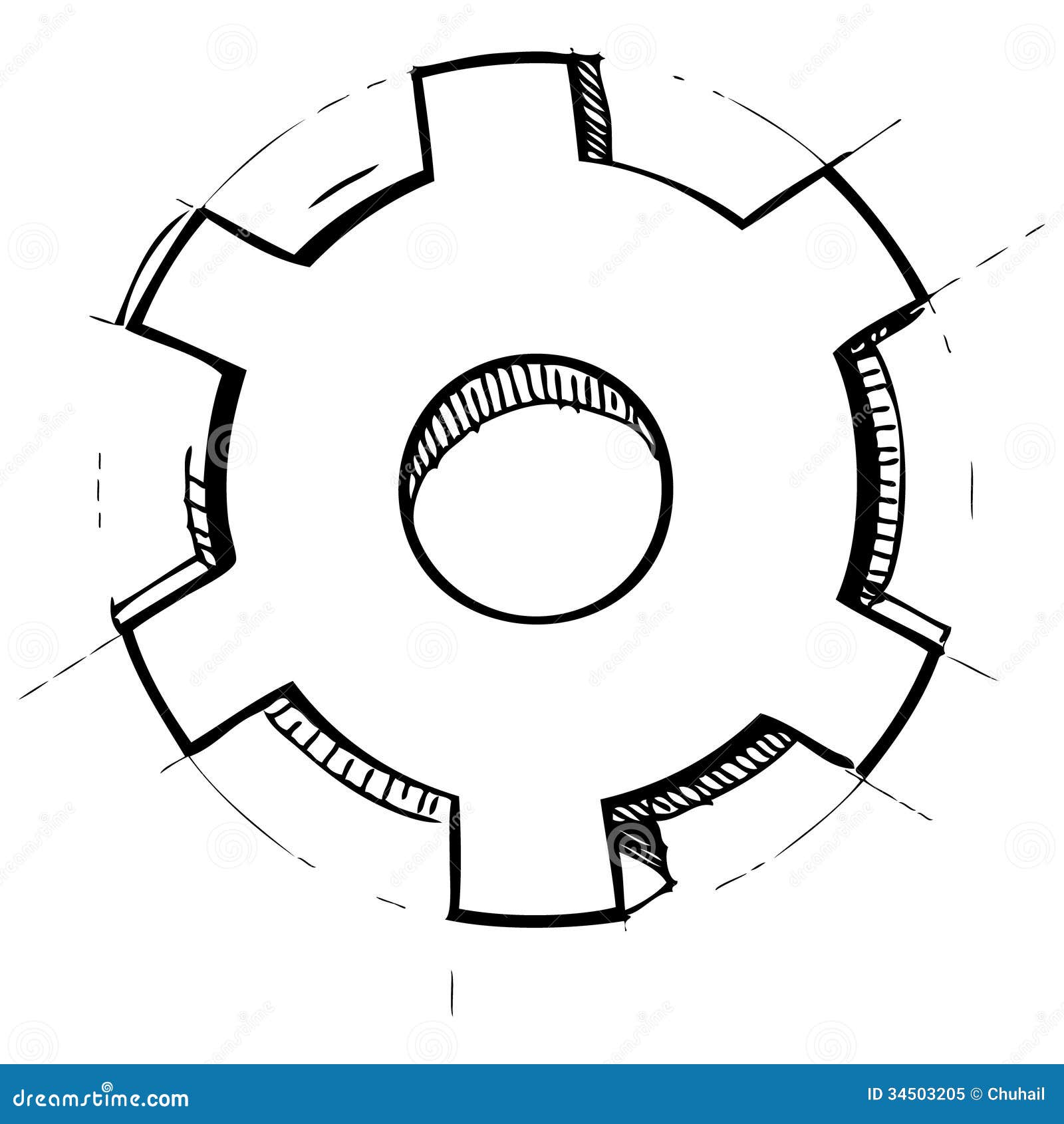 Hand drawn gear stock vector. Illustration of black, design - 34503205
