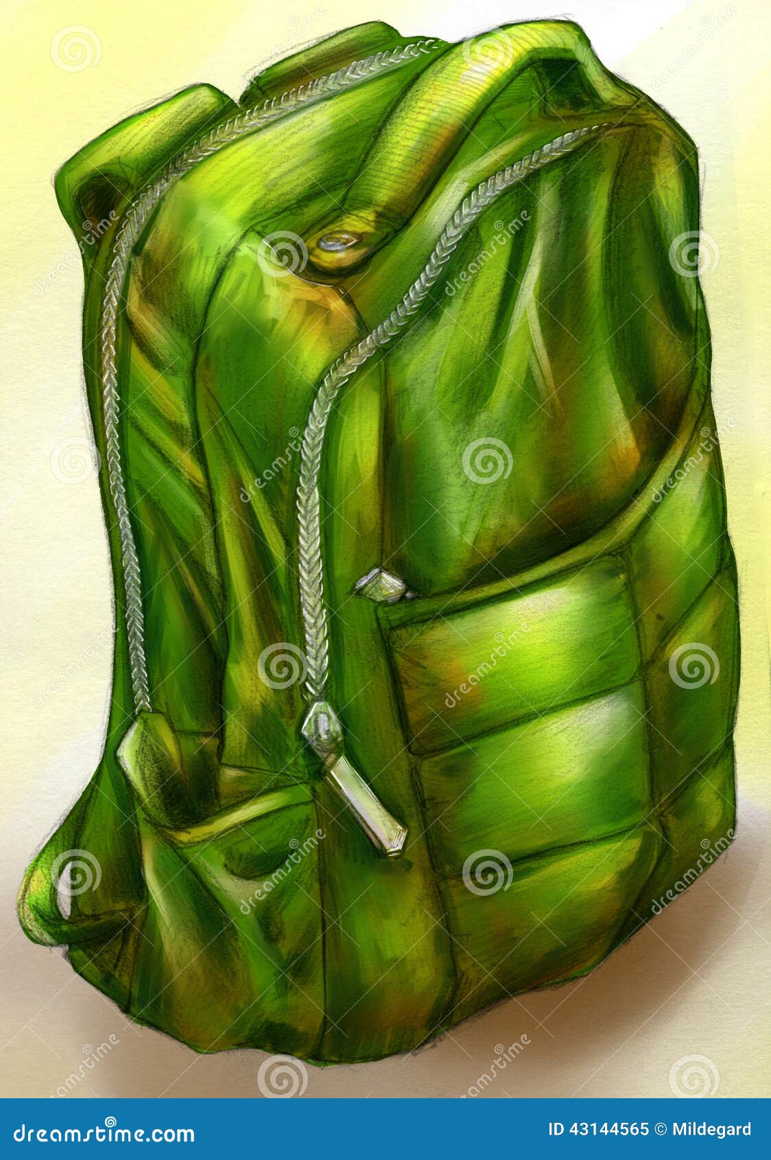 Hand drawn green backpack stock illustration. Illustration of drawn