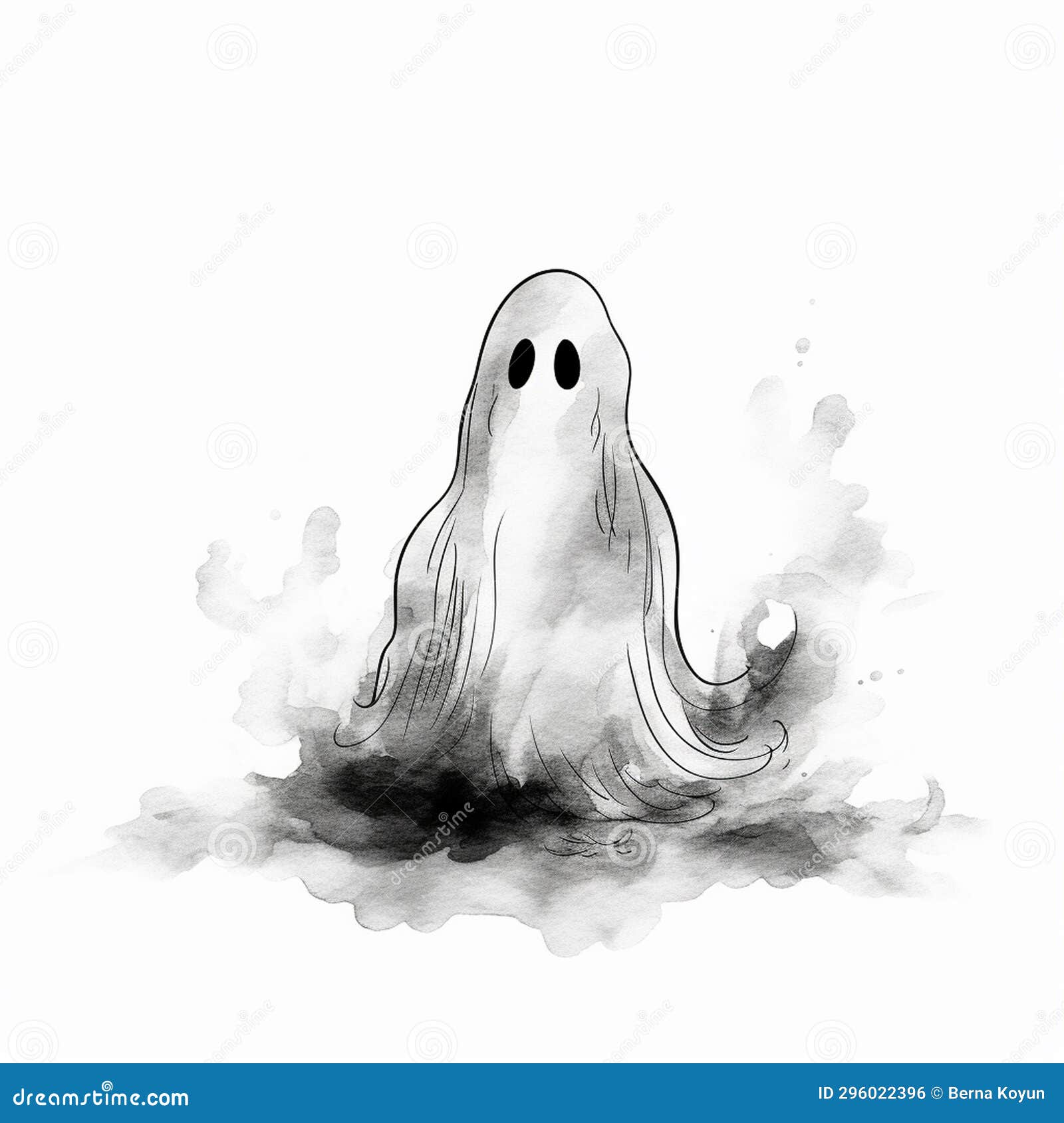 HandDrawn Halloween Ghost Characters Artistic Presence Stock