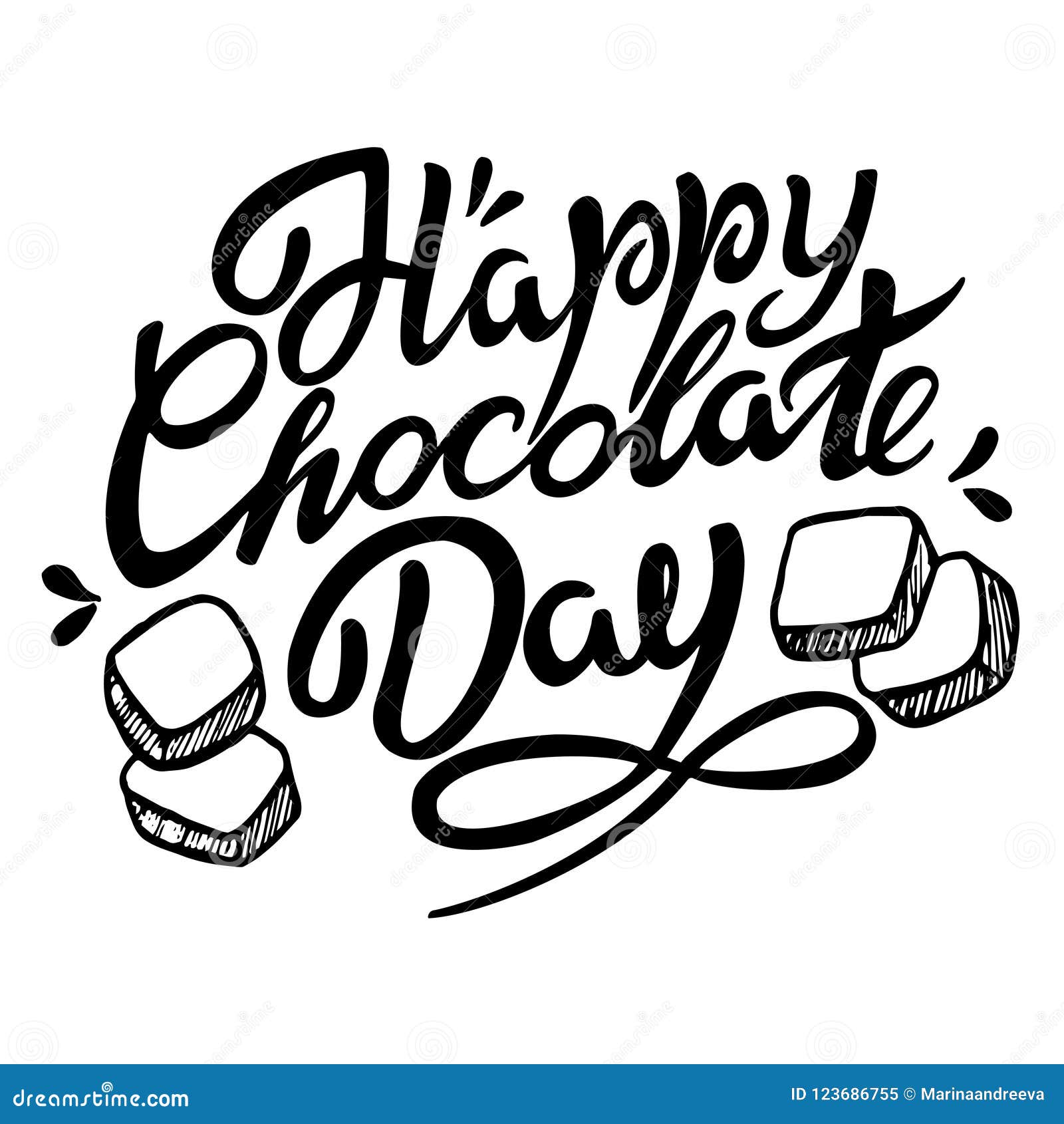 Hand Drawn Happy Chocolate Day Typography Lettering Poster. Stock ...