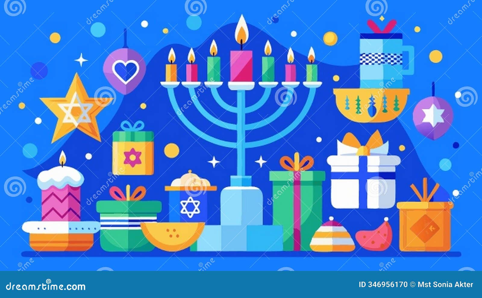 hand drawn happy hanukkah card. isolate on a white background