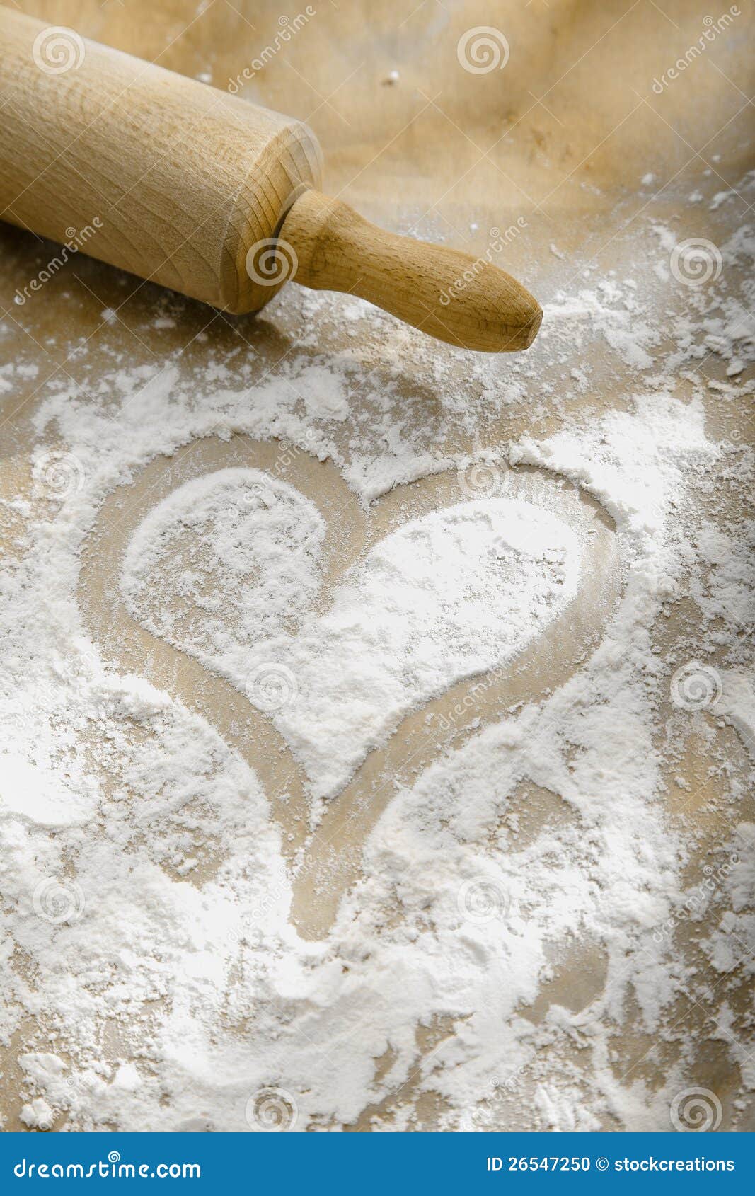 Hand drawn heart in flour stock photo. Image of cottage 26547250