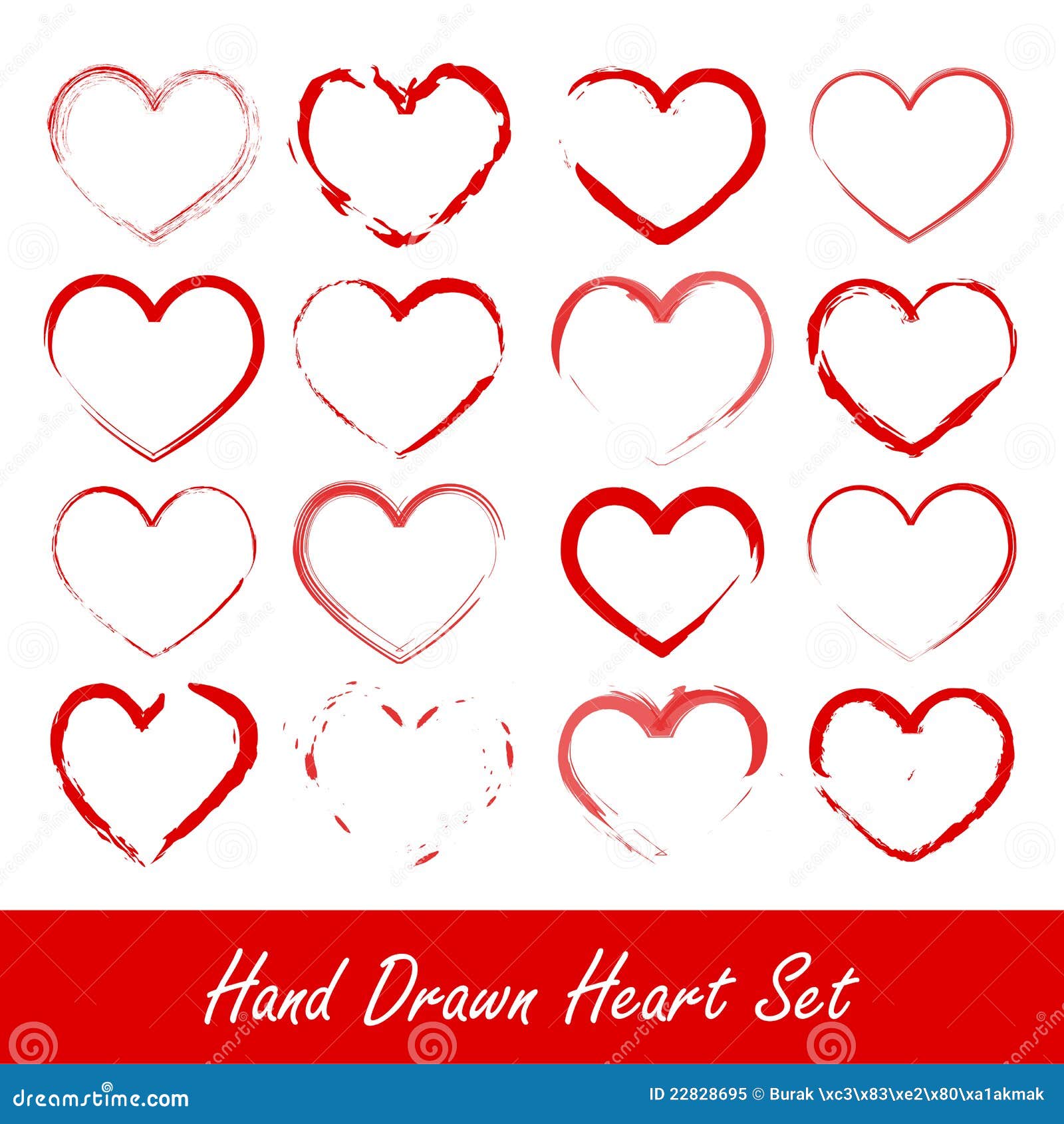 hand drawn heart set