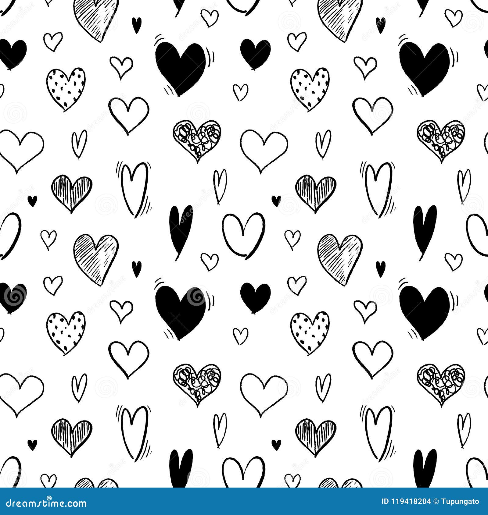 Hand drawn hearts stock vector. Illustration of cartoon - 119418204