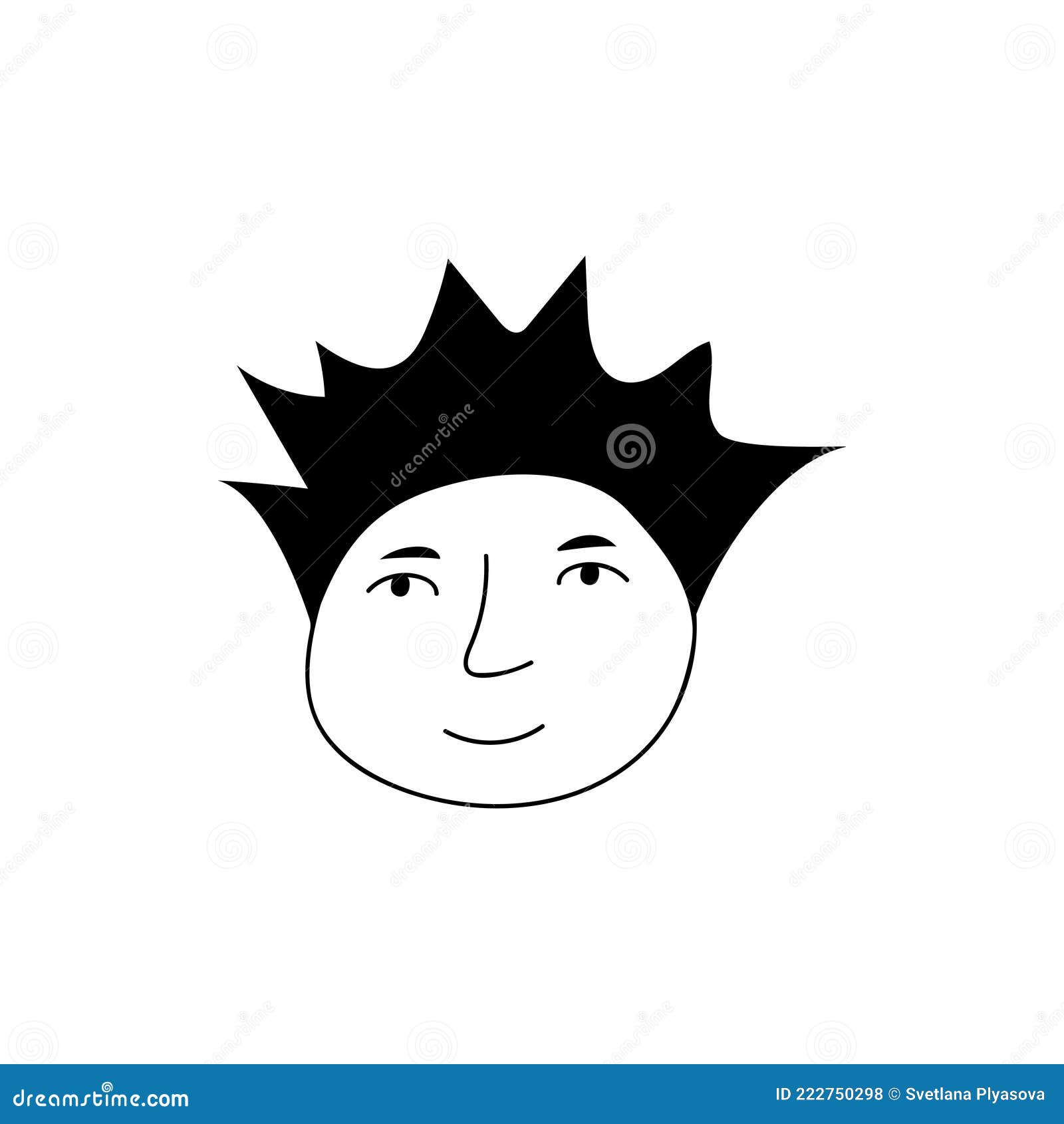 Hand Drawn Human Face Doodle. Young Guy. Isolated Ink Drawing with a