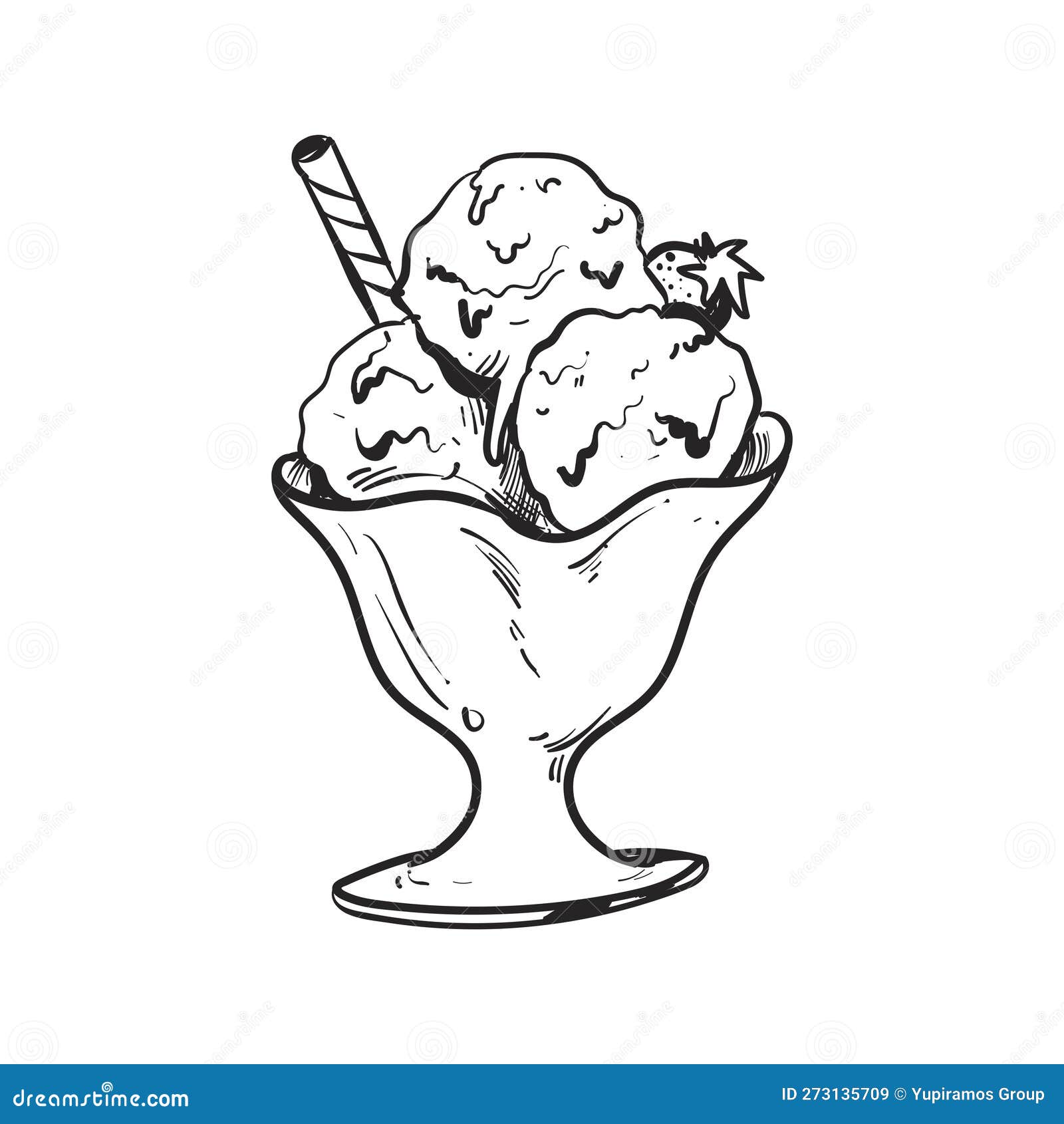 Hand drawn ice cream glass stock vector. Illustration of sweet 273135709