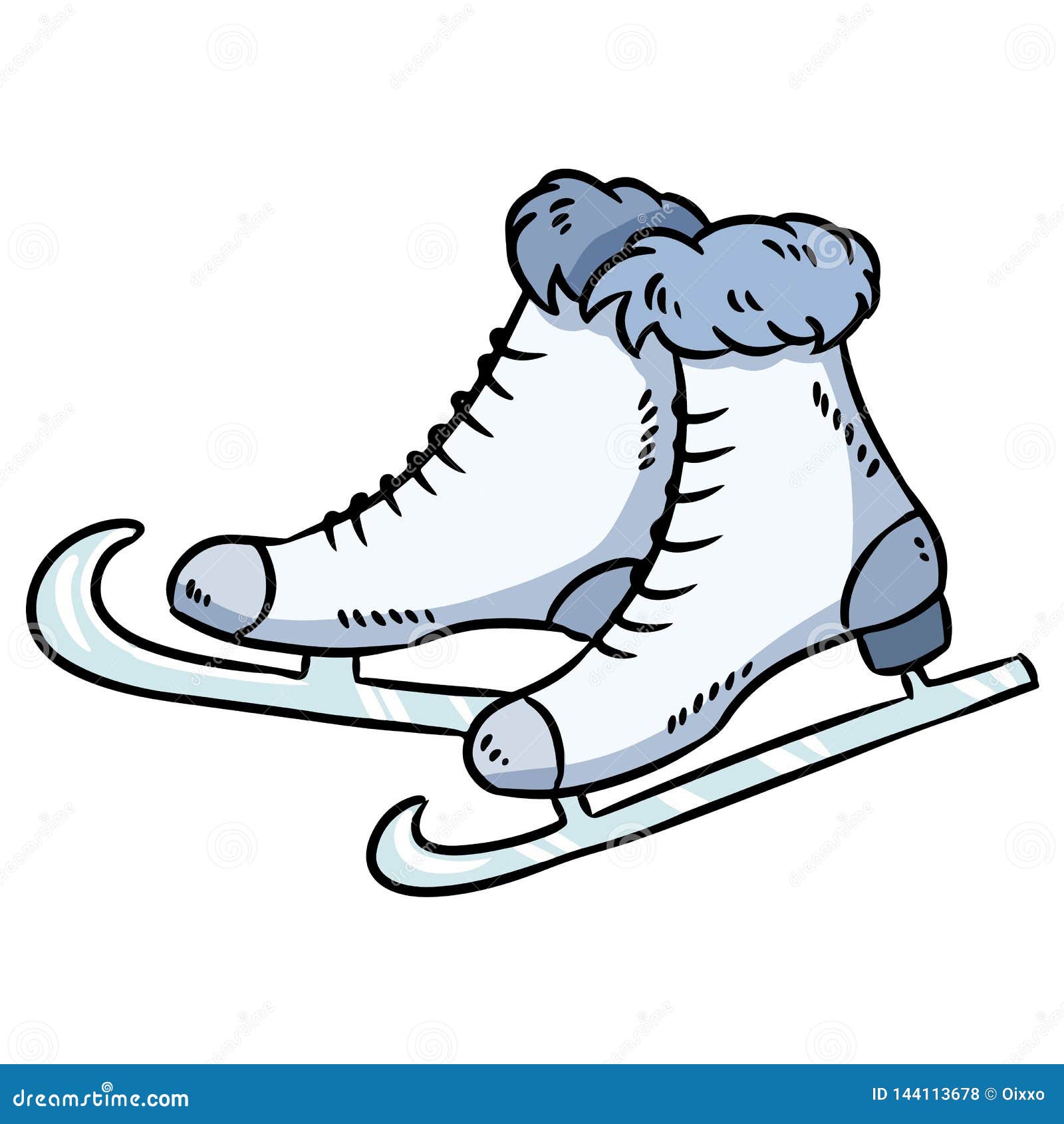 Hand Drawn Ice Skates. Sticker Doodle Element Stock Vector