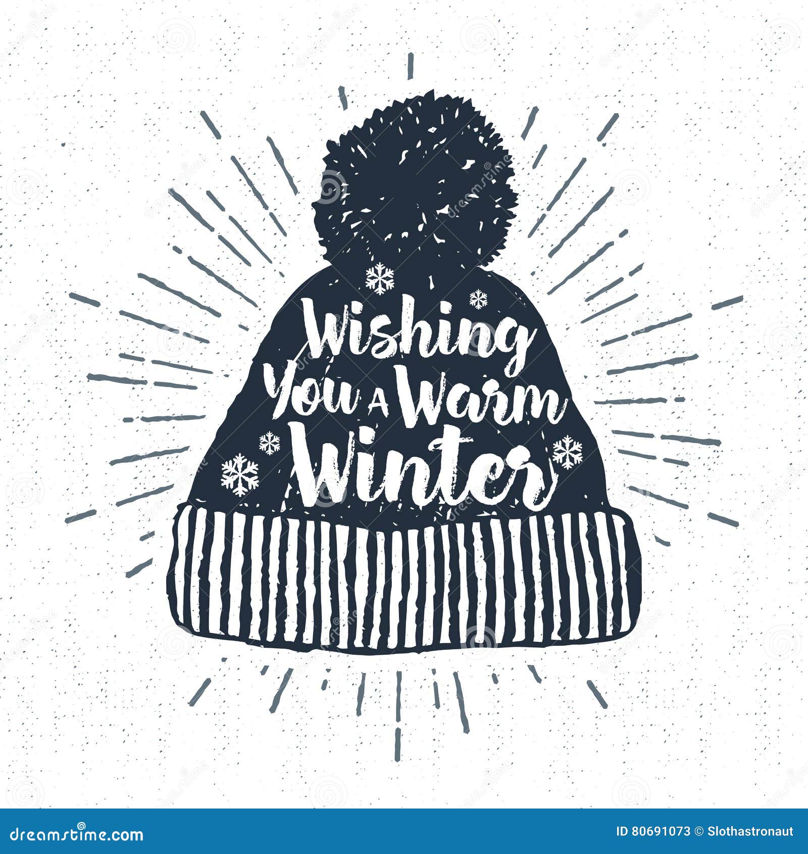 Hand Drawn Icon with Textured Winter Cap Vector Illustration Stock ...