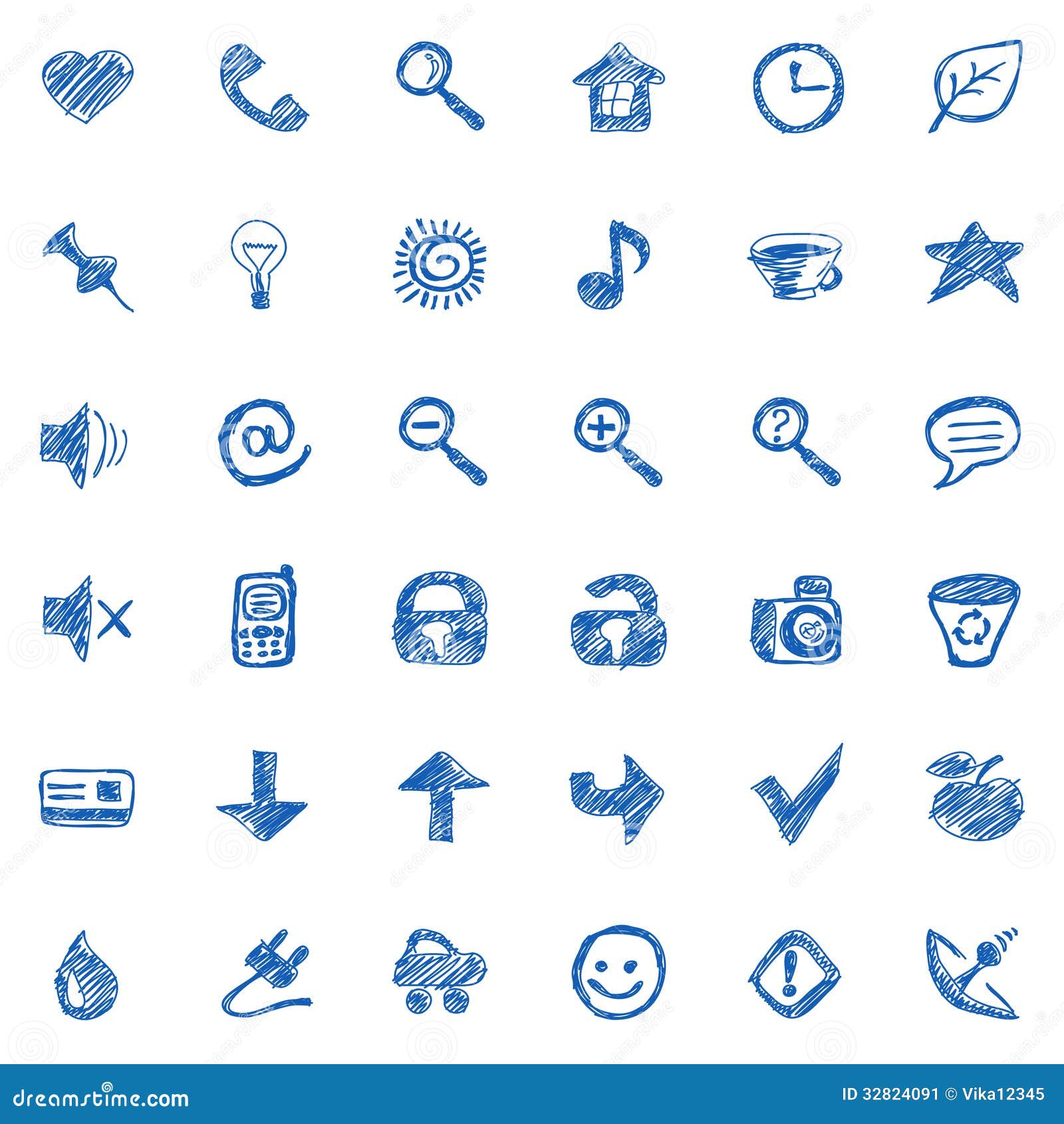 Hand drawn icons stock vector. Illustration of drawn 32824091