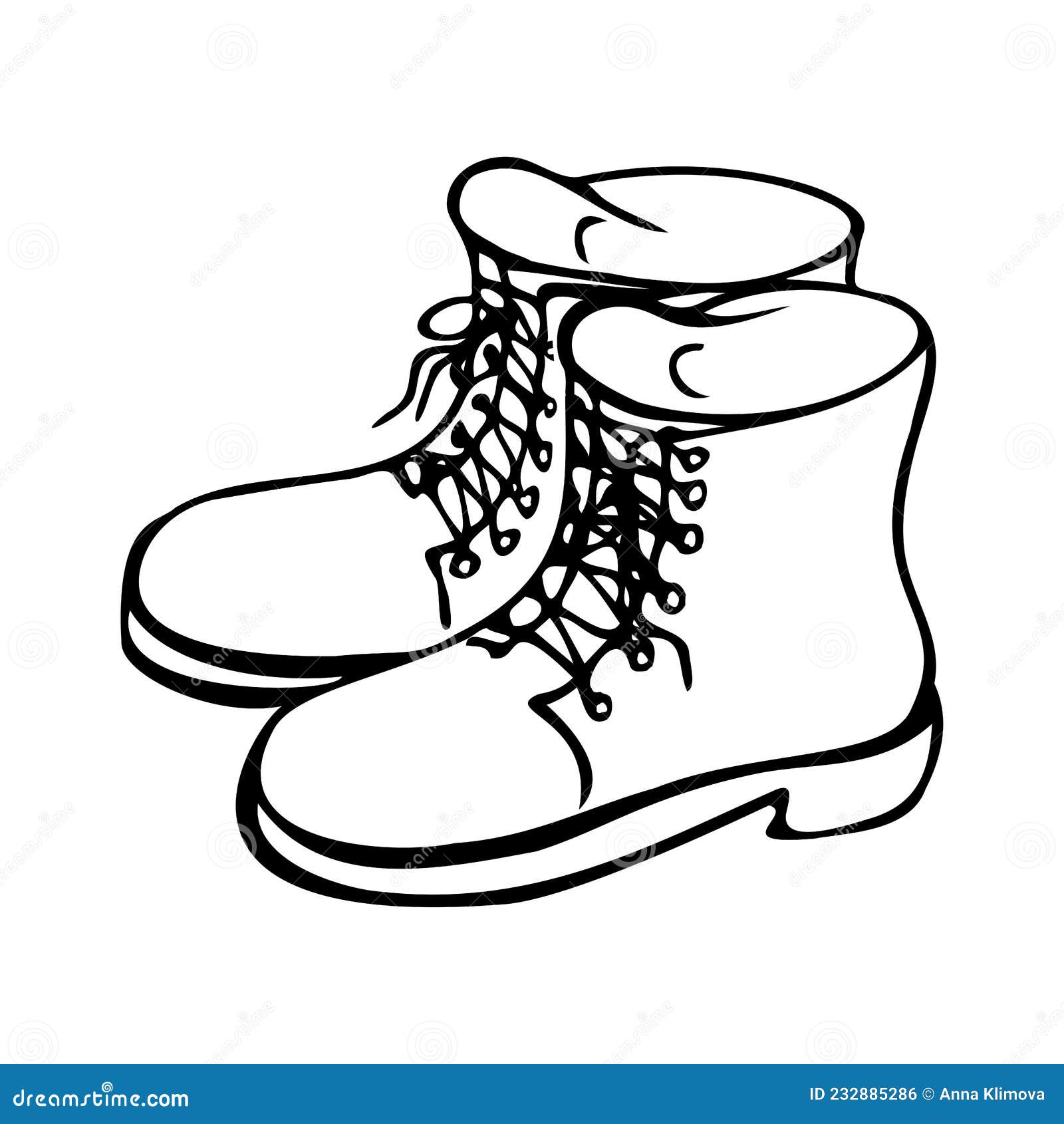 Hand Drawn Illustration of Boots in Doodle Style. Stock Vector ...