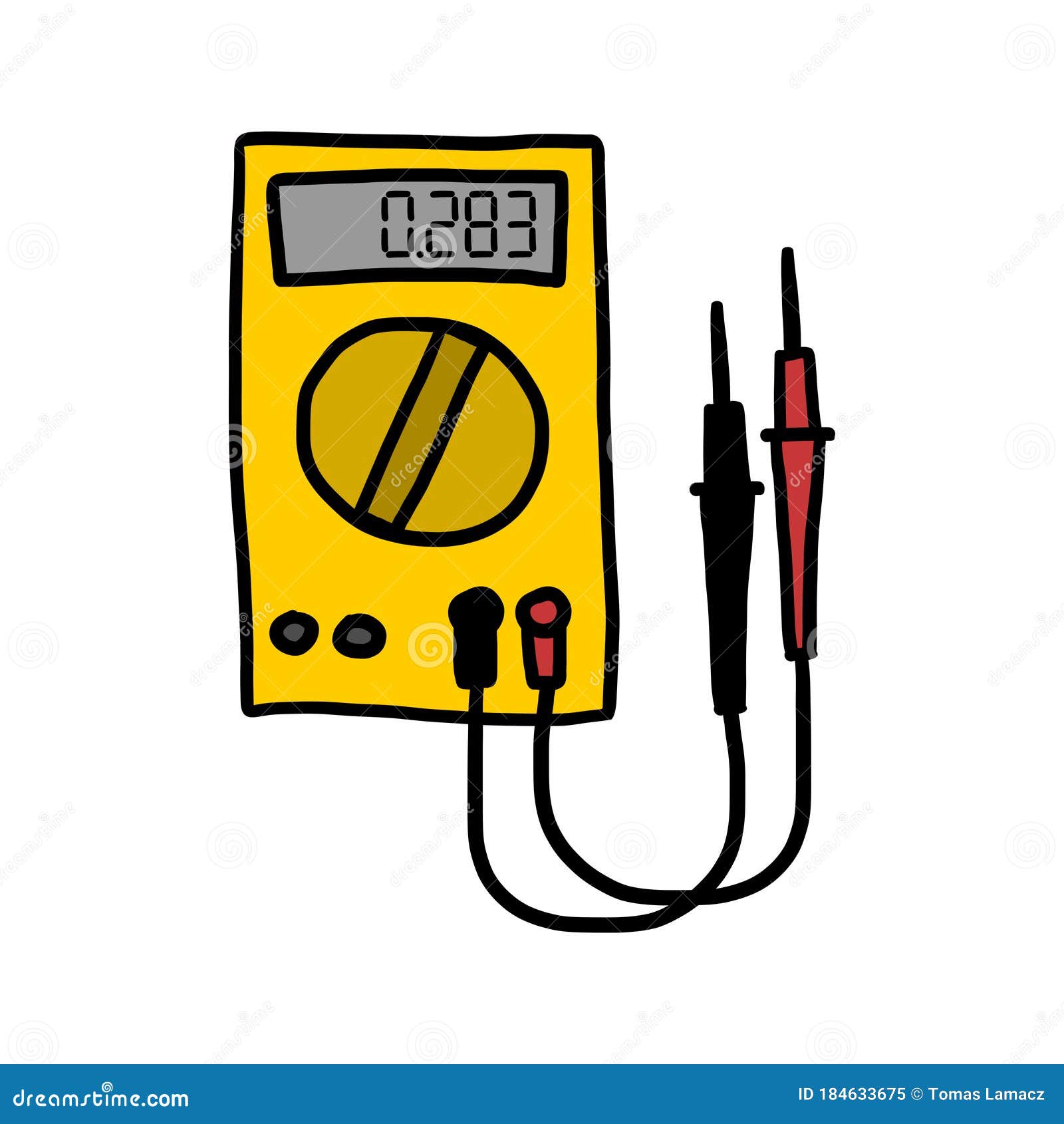 Hand Drawn Illustration of a Digital Multimeter, Electronic Device Used