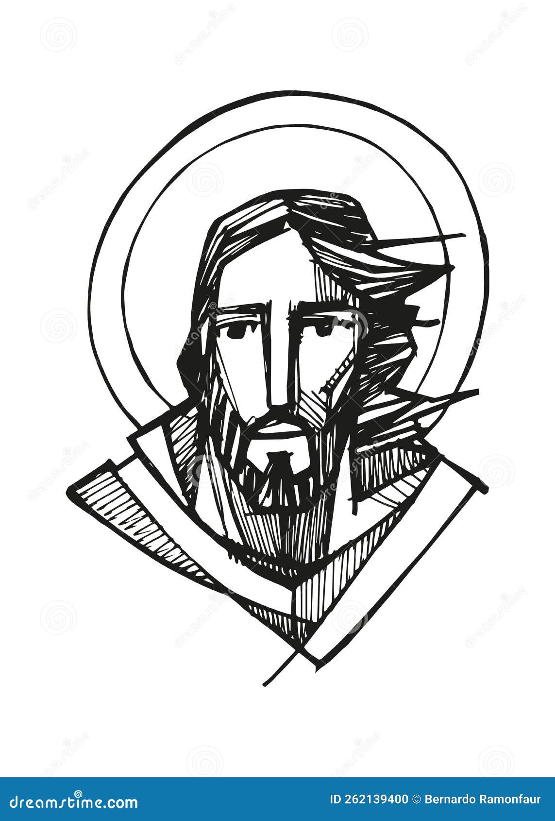 Hand Drawn Illustration of the Face of Jesus Stock Vector ...