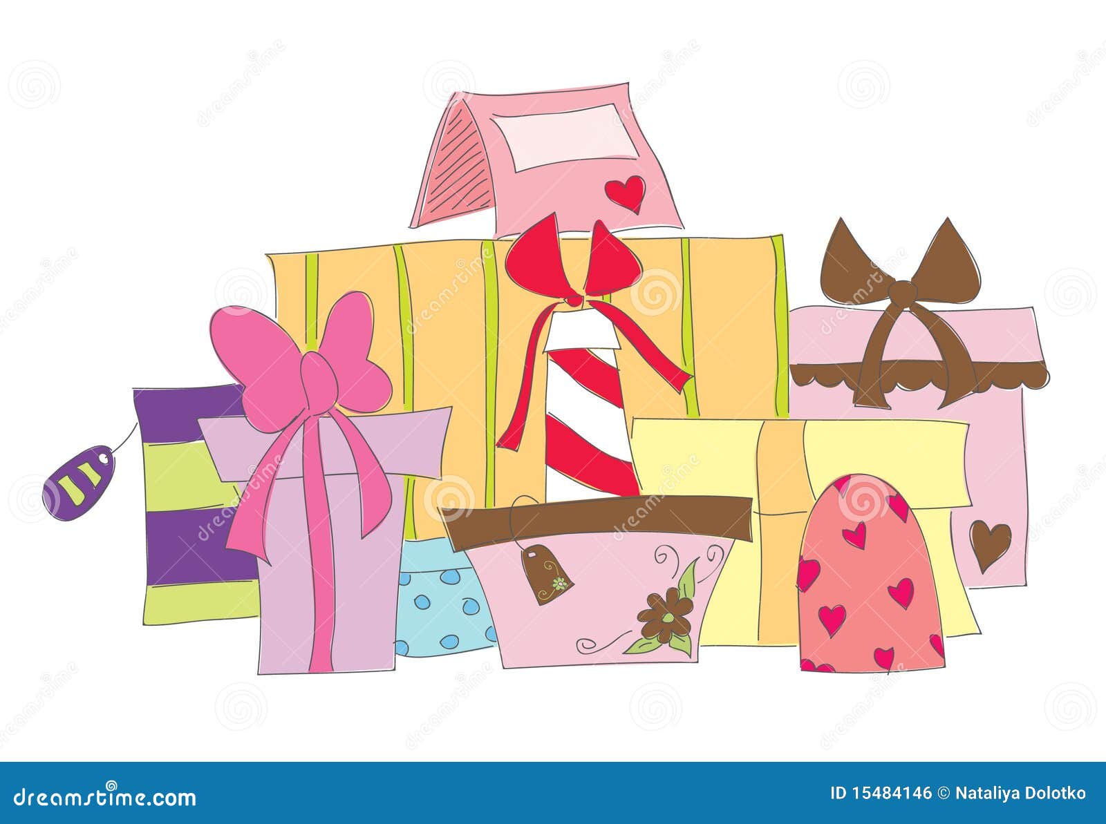 Hand Drawn Illustration with Gifts Stock Vector Illustration of hand