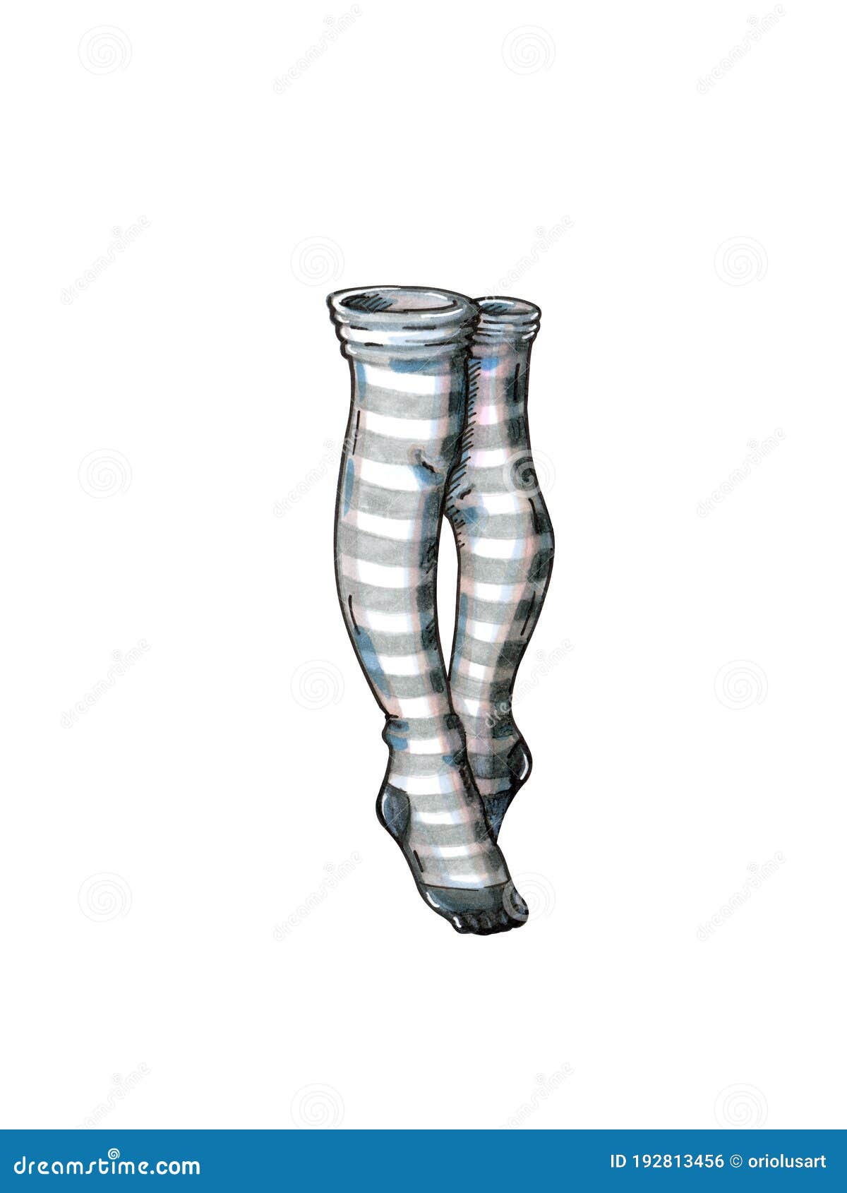 Grey Striped Stockings or Overknee Socks Stock Illustration