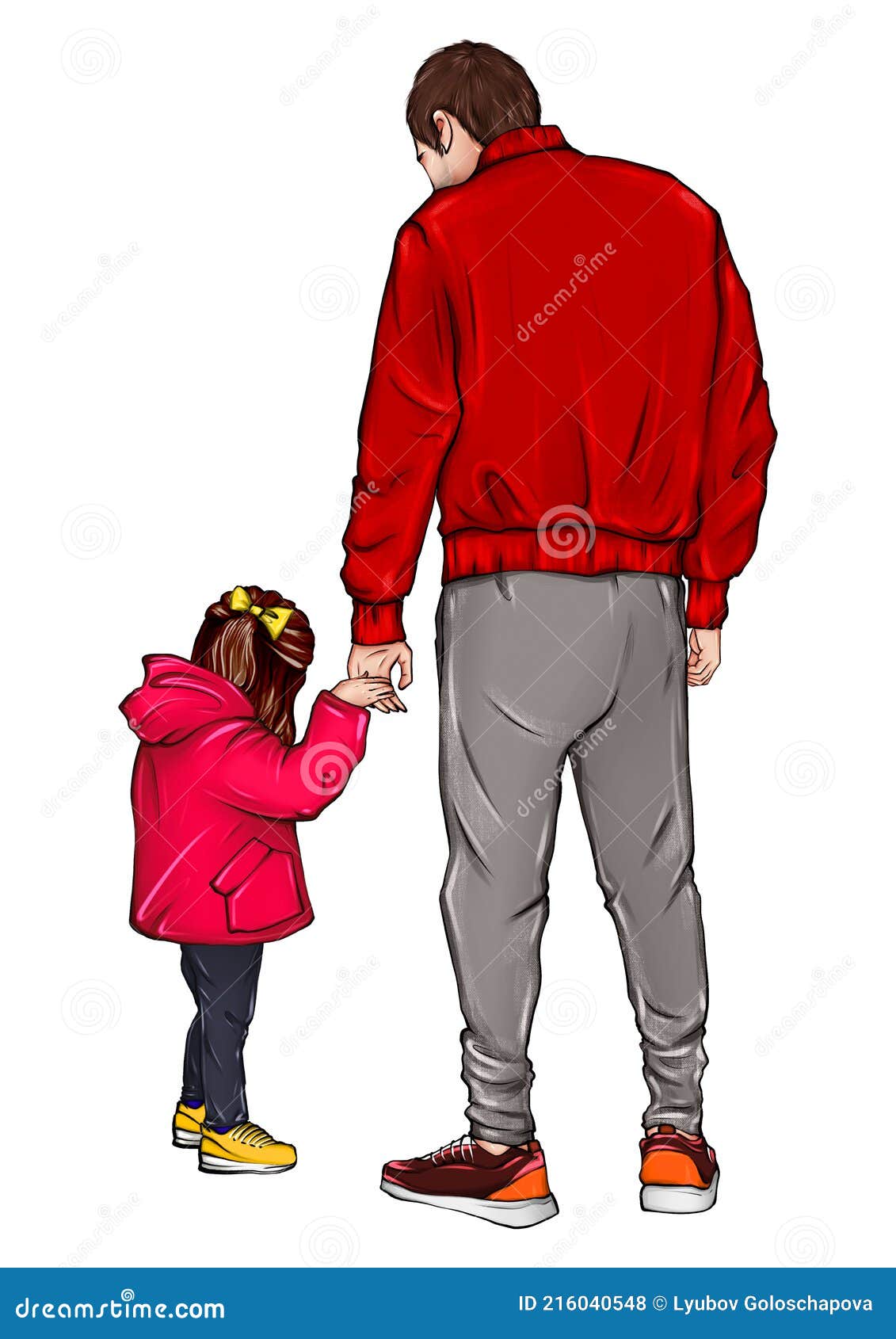 Happy Fathers Day Greeting Card. Baby Drawing with Hand Drawn Dad Holding  Hand of Son and Daughter..., Stock Vector, Vector And Low Budget Royalty  Free Image. Pic. ESY-056976633 | agefotostock