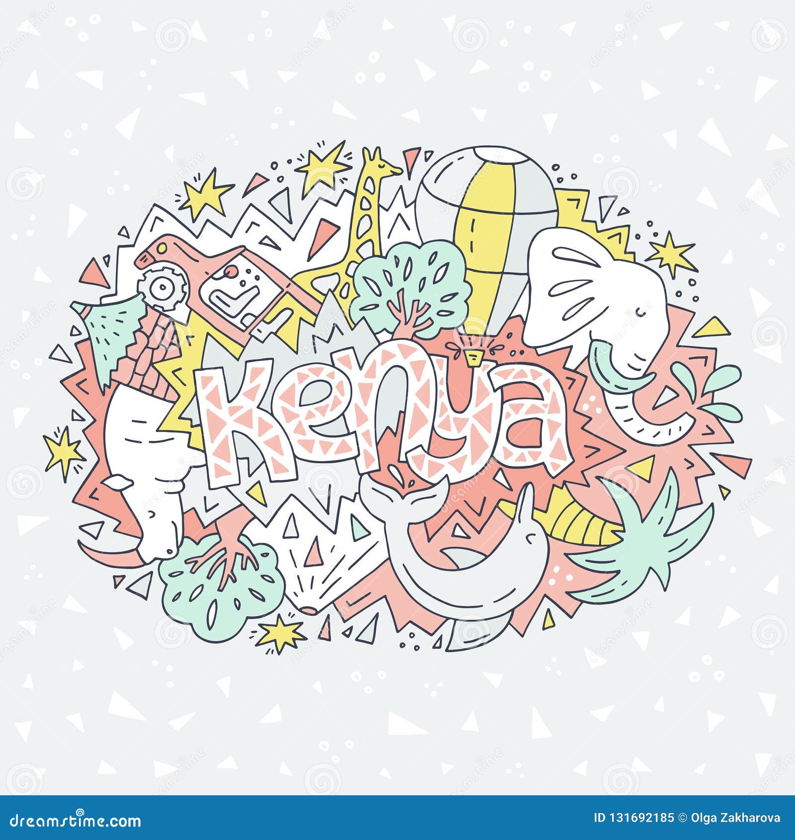 Kenya symbols illustration stock vector. Illustration of bright - 131692185