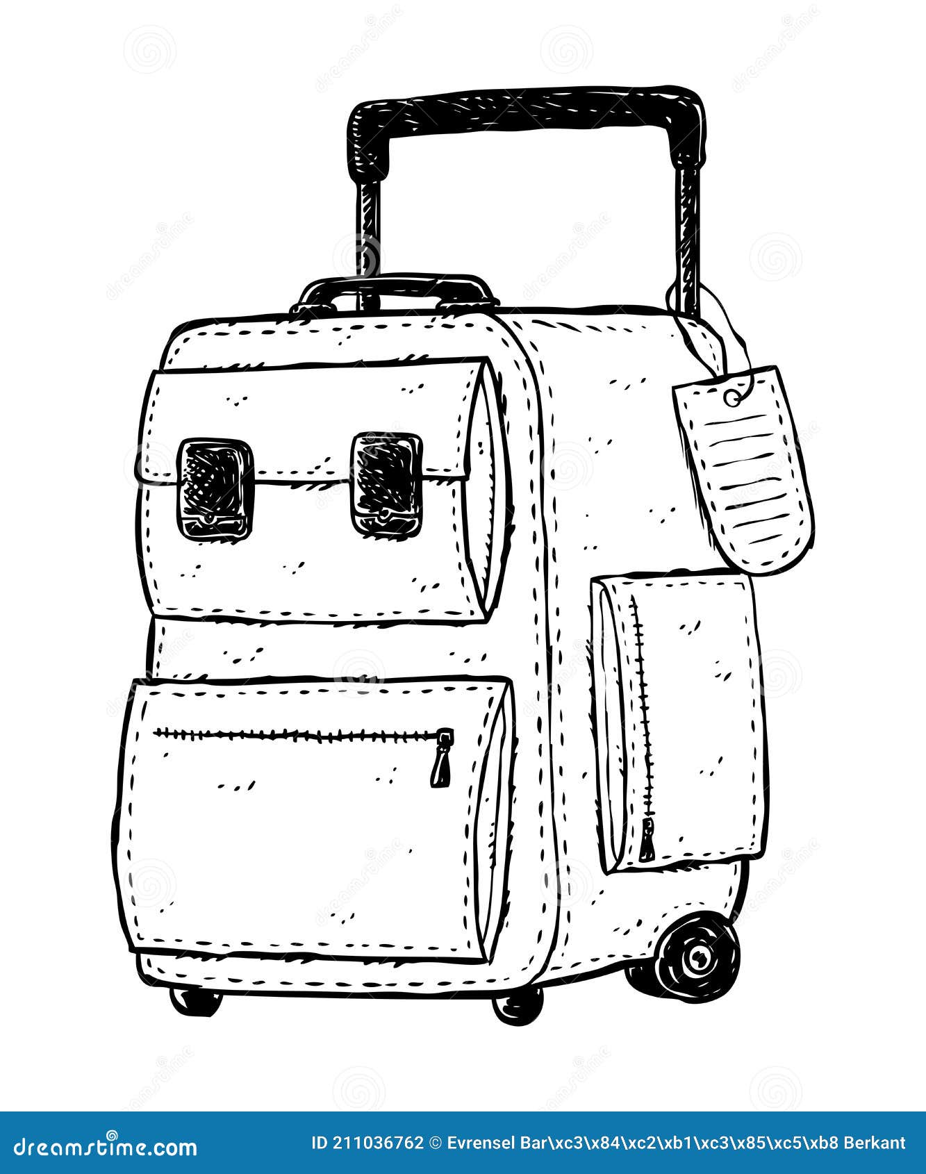 Hand Drawn Illustration of a Luggage. Stock Vector Illustration of