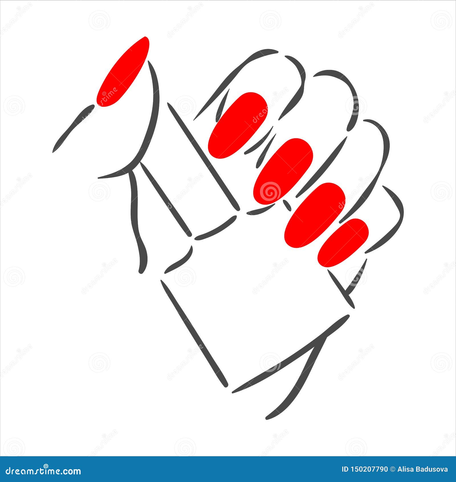 Vector Hand Drawn Illustration of Manicure and Nail Polish on Woman ...