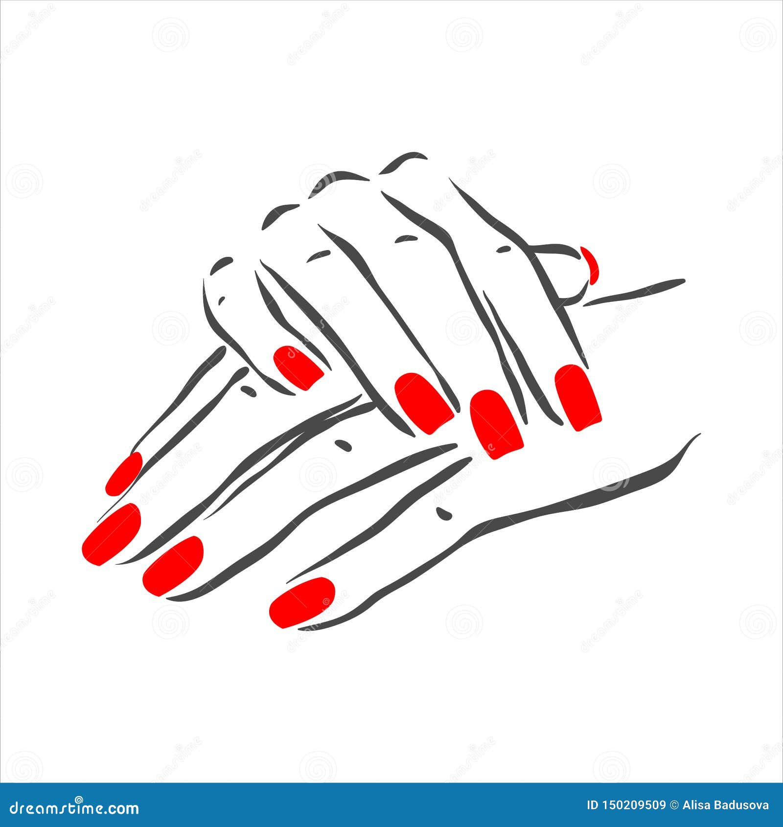 Vector Hand Drawn Illustration of Manicure and Nail Polish on Woman ...