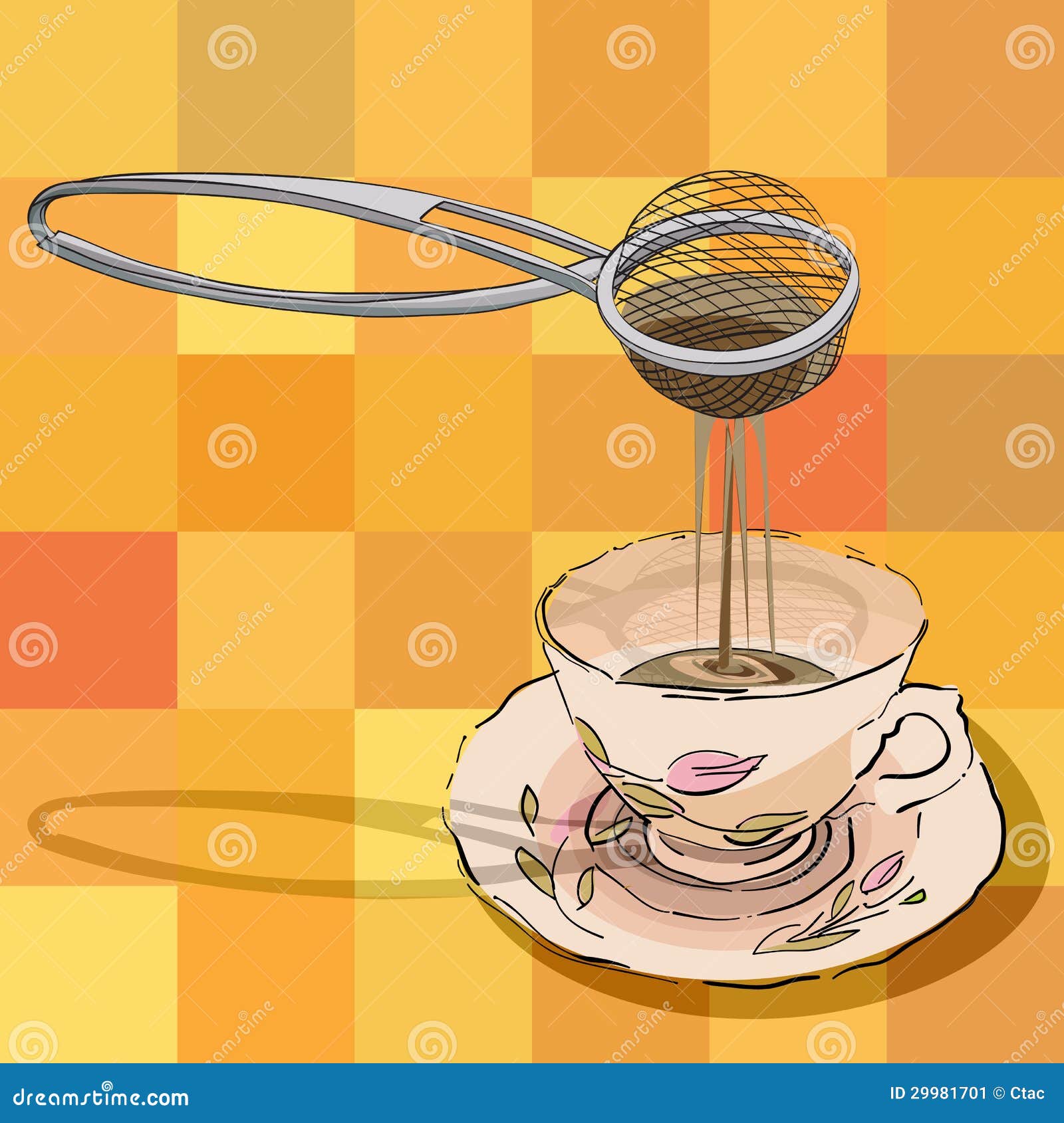 Tea strainer and cup stock vector. Illustration of bistro 29981701