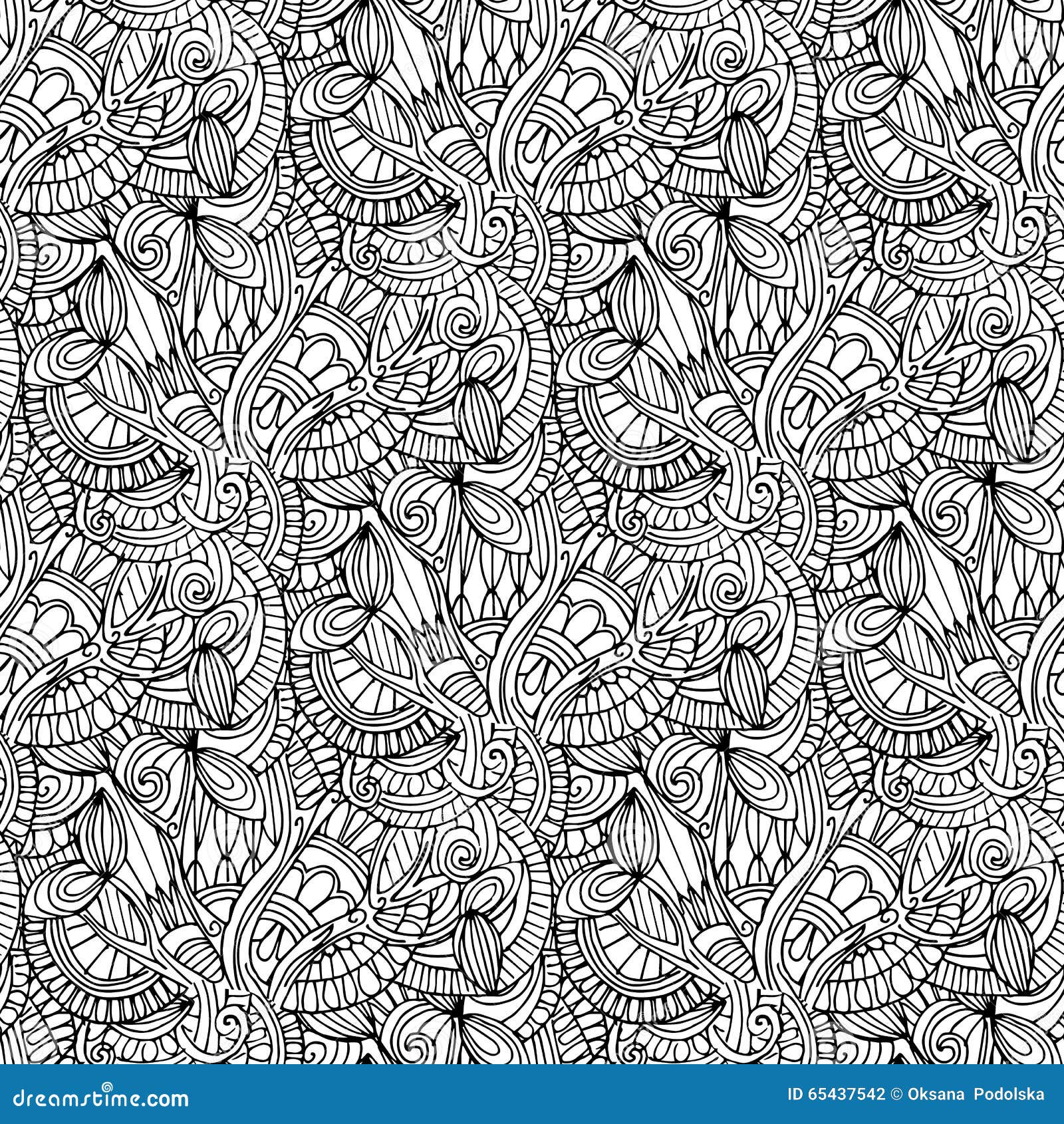 Hand-drawn Illustrations. Black and White Abstraction. Seamless Pattern ...