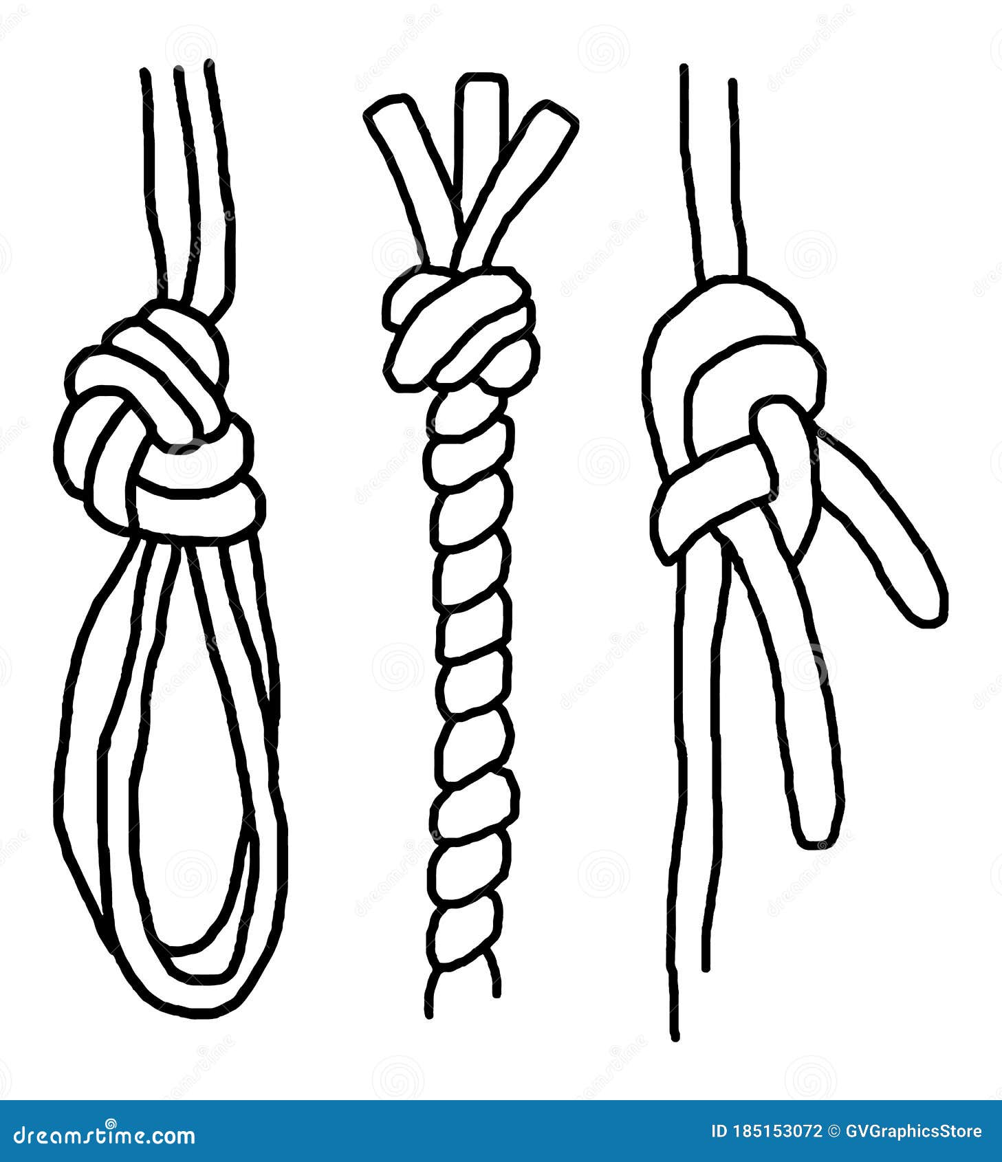 how to draw rope and knots