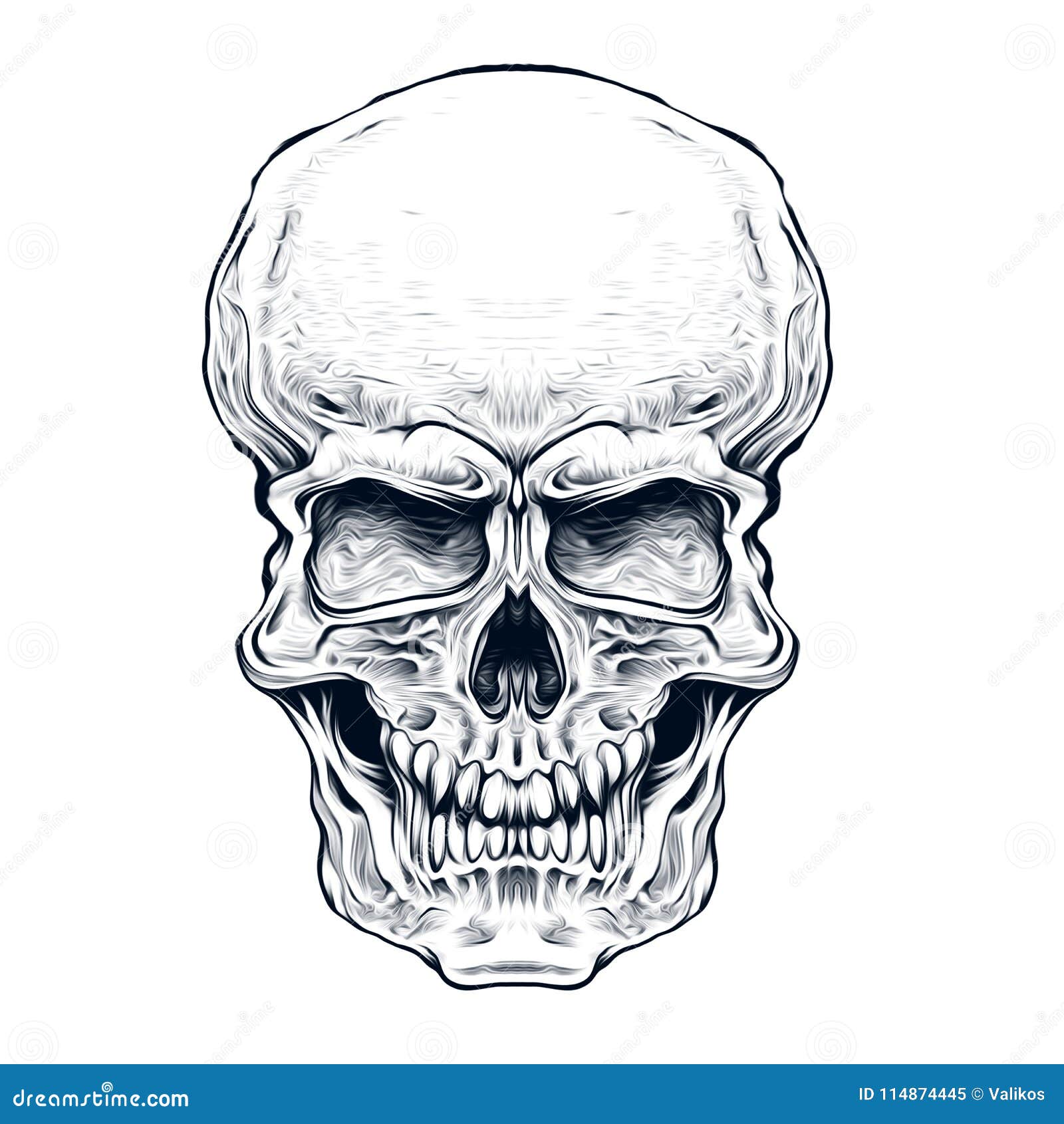 Hand-drawn indian skull stock illustration. Illustration of angry