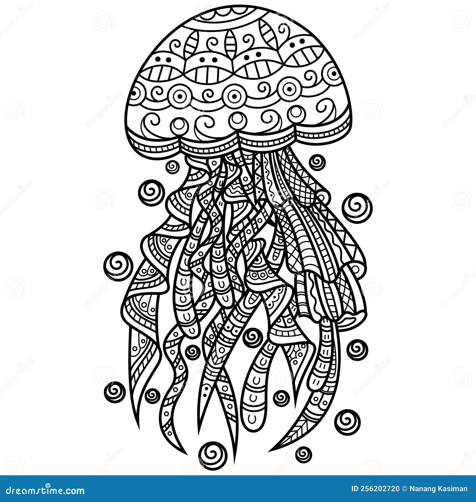 Hand Drawn of Jellyfish in Zentangle Style Stock Vector Illustration