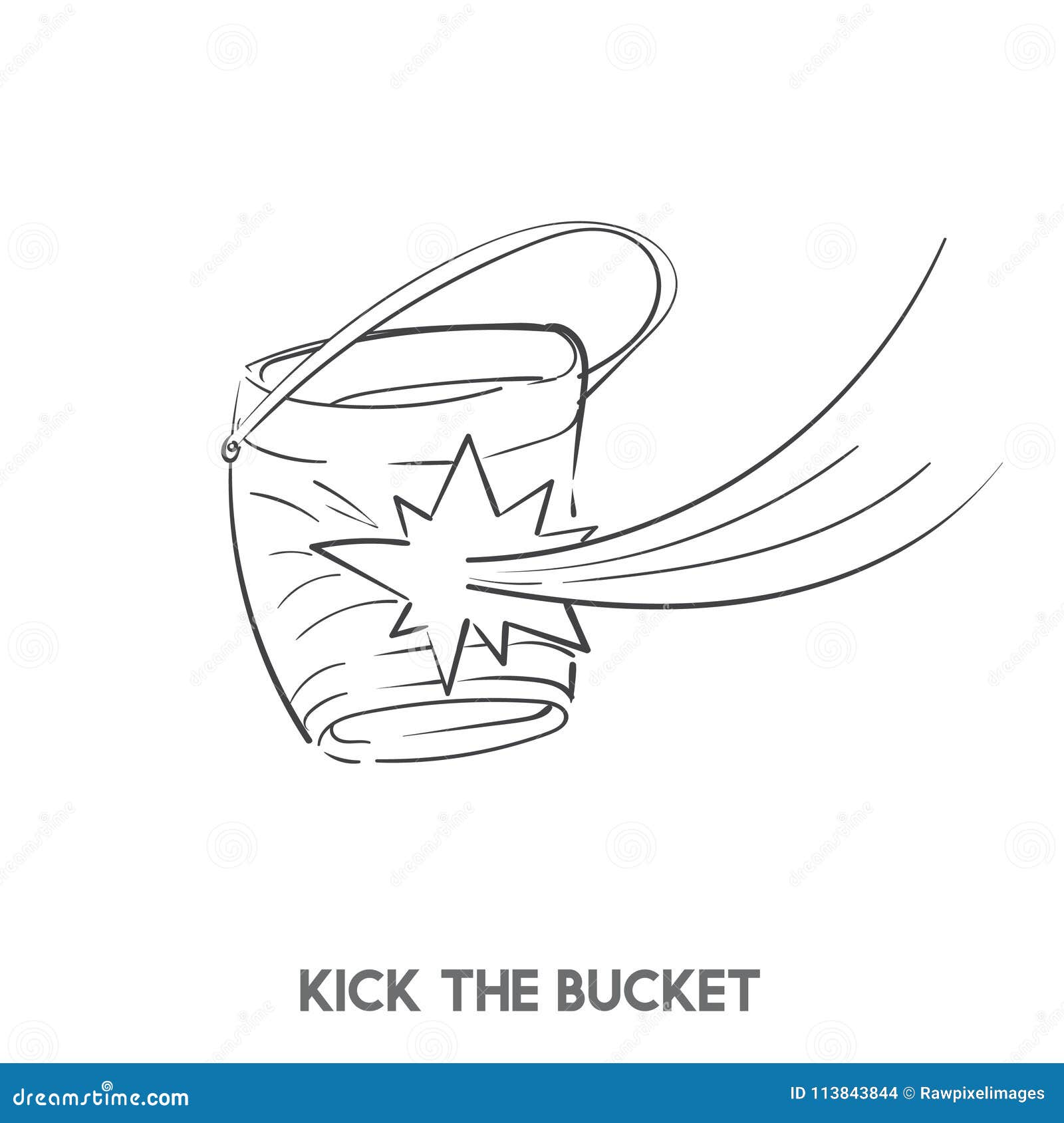 hand drawn kick the bucket idiom