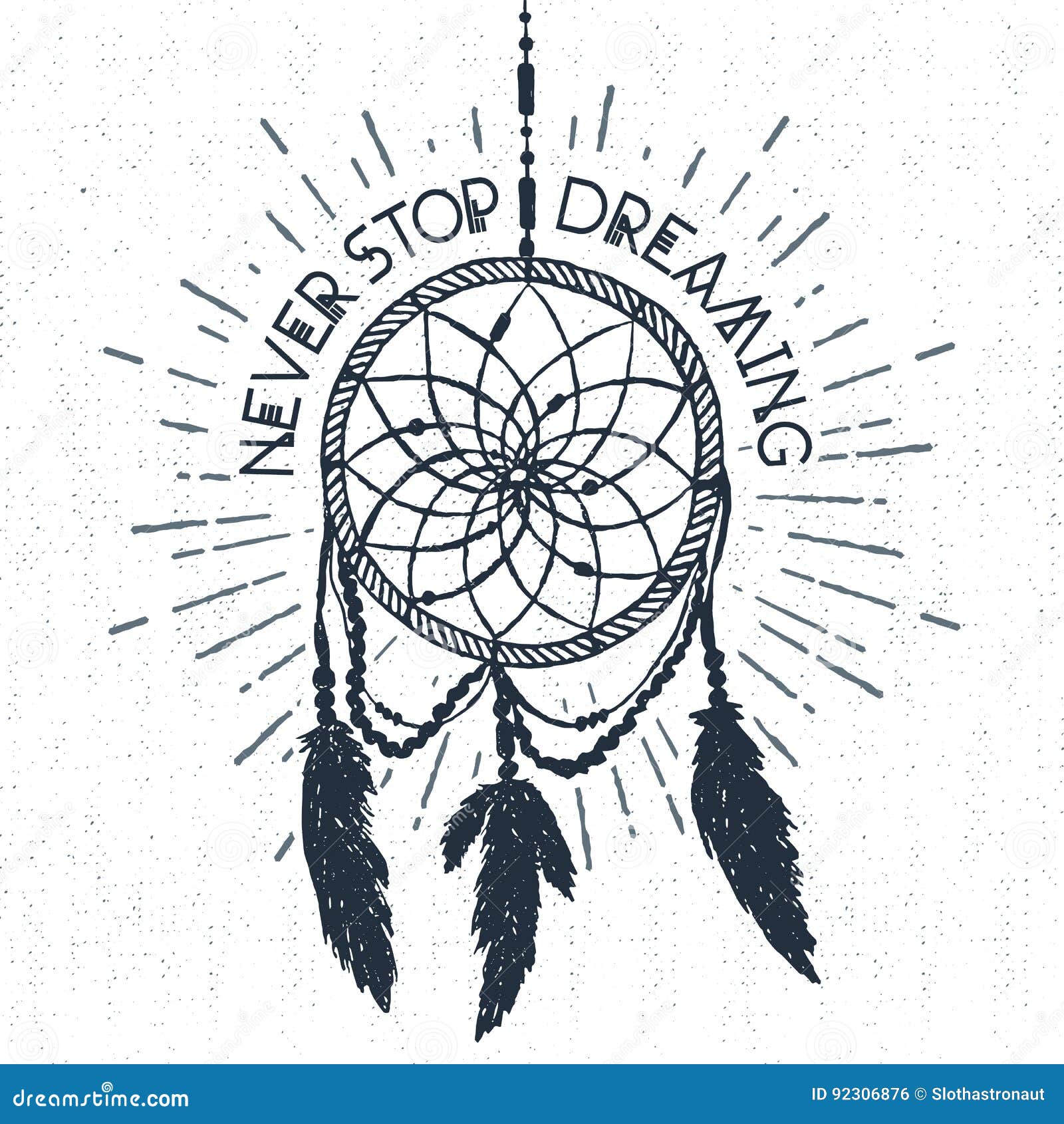 Hand Drawn Label with Dream Catcher Vector Illustration and Lettering ...