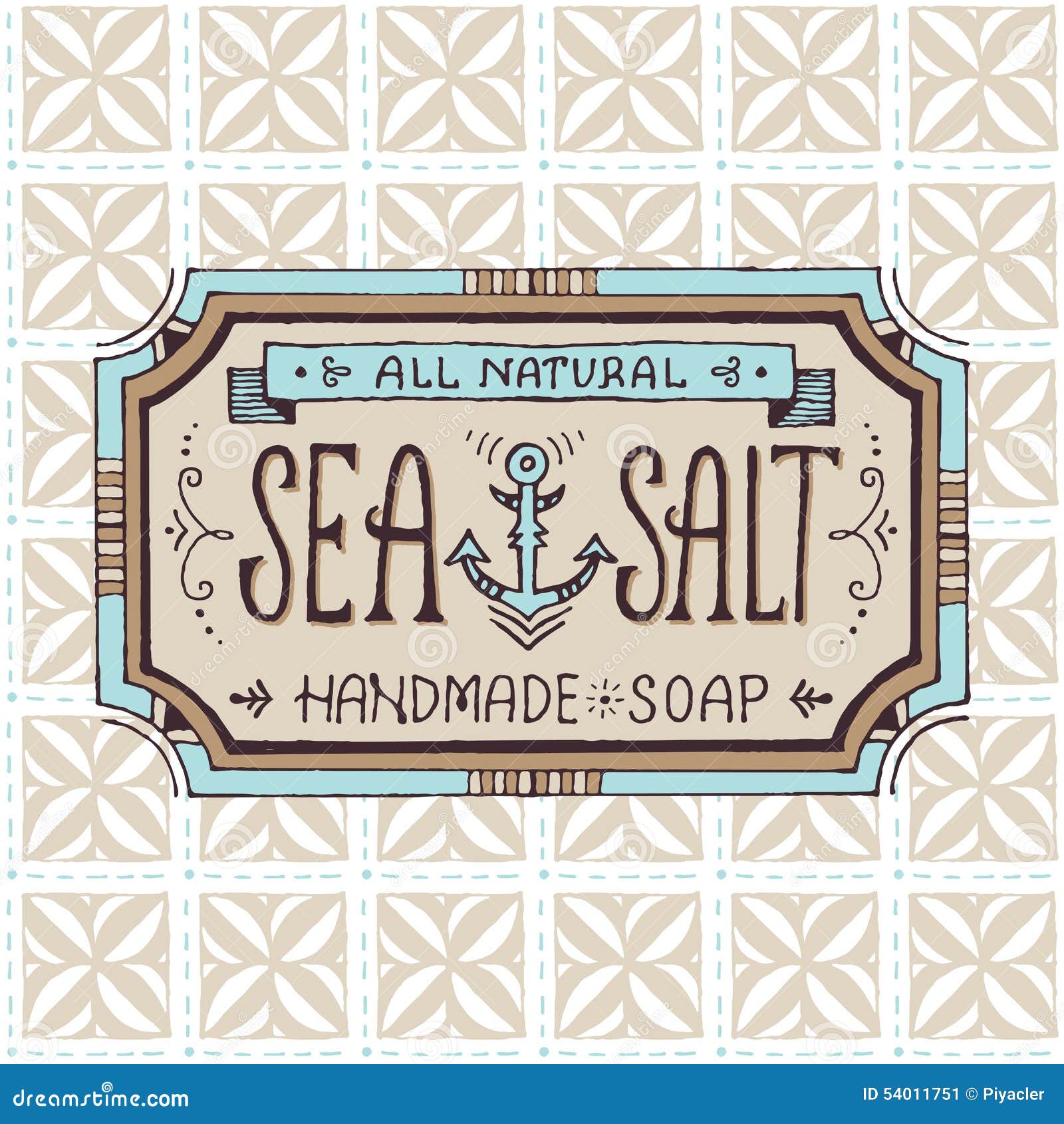 Hand Drawn Label And Pattern For Handmade Soap Bar Stock Vector