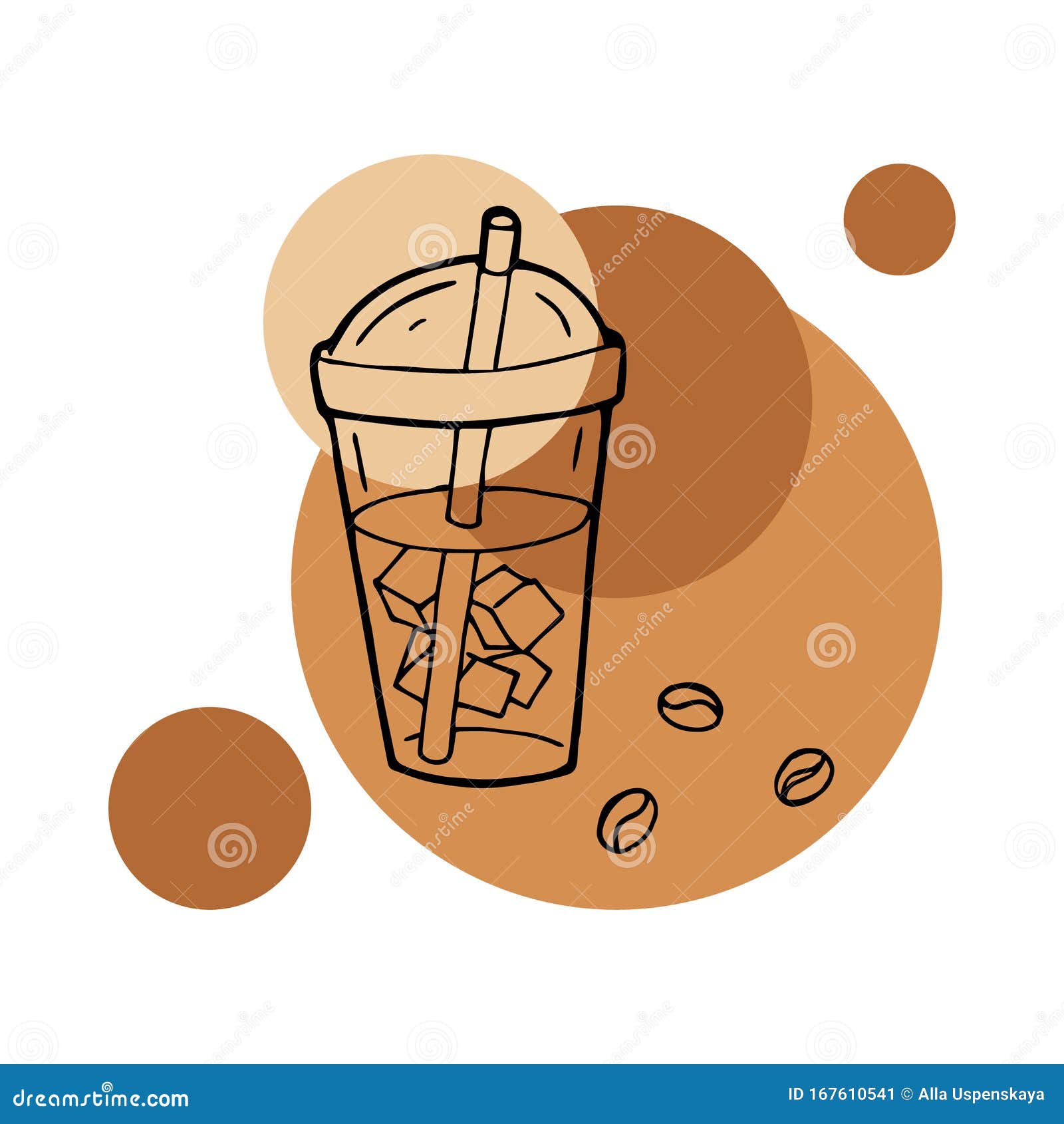https://thumbs.dreamstime.com/z/hand-drawn-layout-logo-iced-coffee-takeaway-cup-doodle-style-black-outline-round-caramel-color-background-cute-hand-167610541.jpg