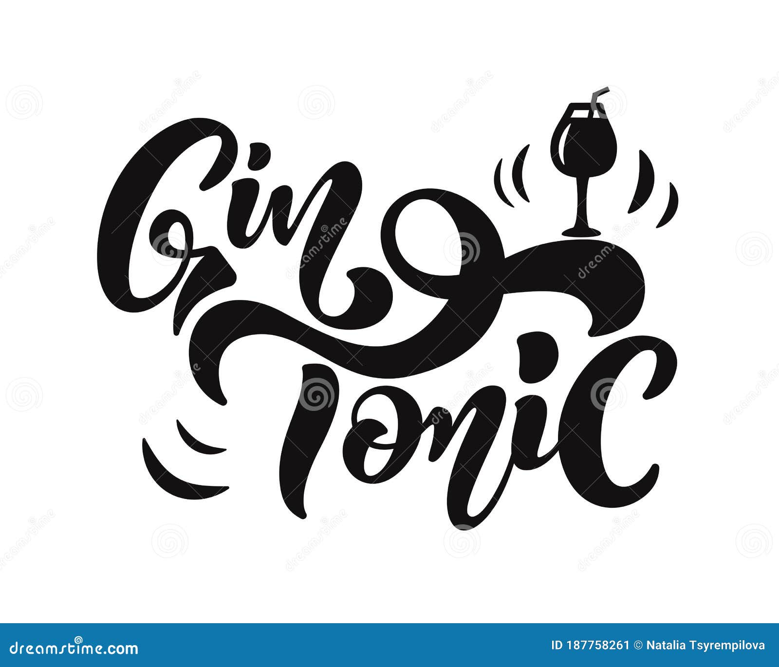 hand drawn lettering for cocktail party and menu bar gin tonic