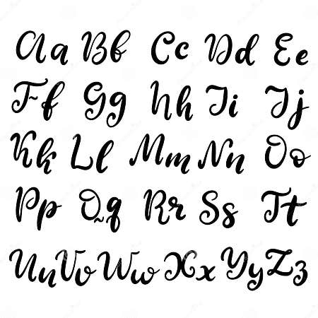 Hand Drawn Lettering Font, Alphabet Stock Vector - Illustration of ...