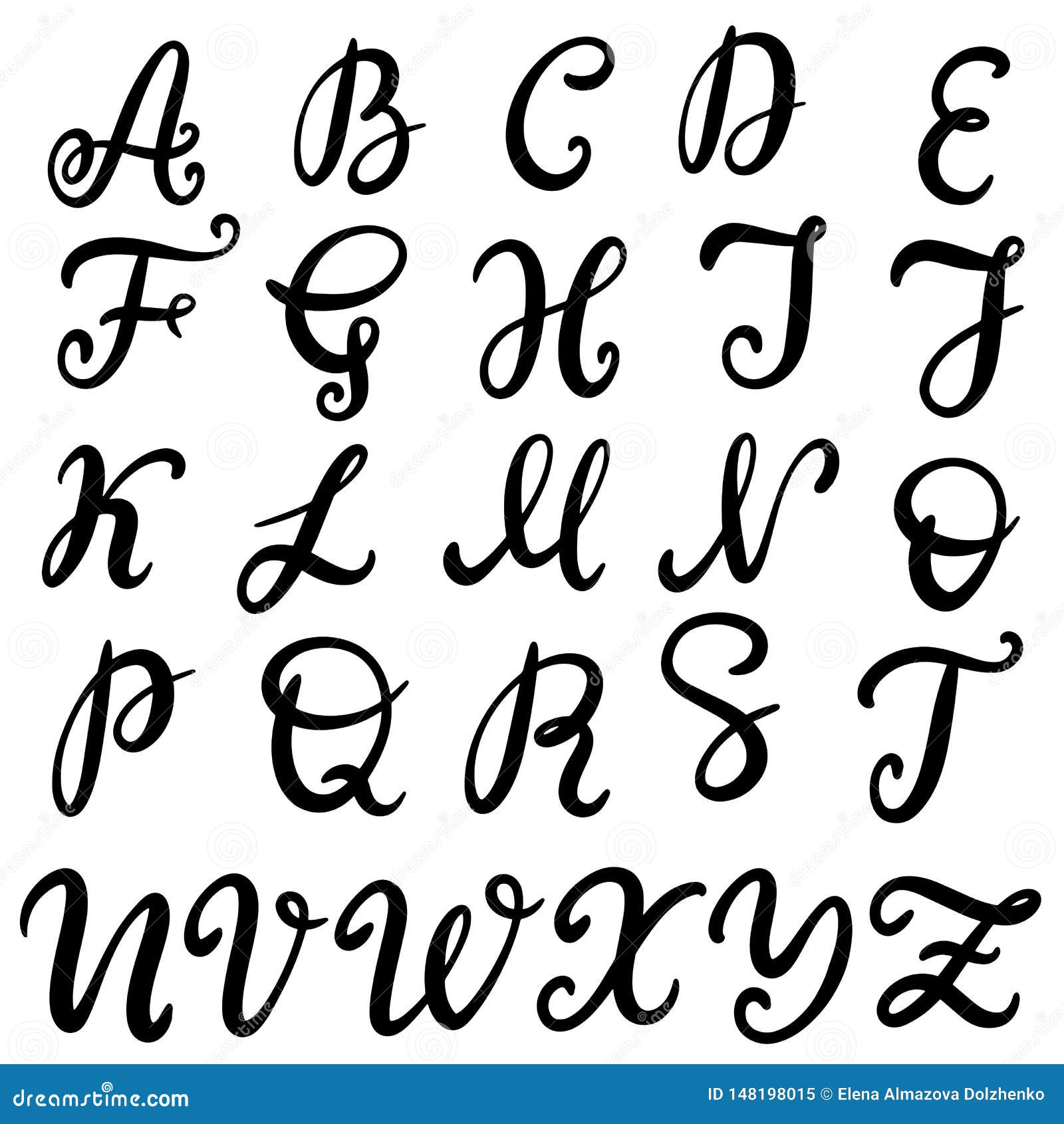 Hand Drawn Lettering Font, Alphabet Stock Vector - Illustration of ...