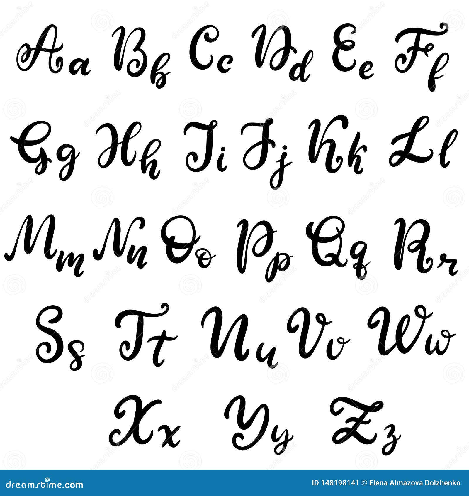 Hand Drawn Lettering Font, Alphabet Stock Vector - Illustration of ...