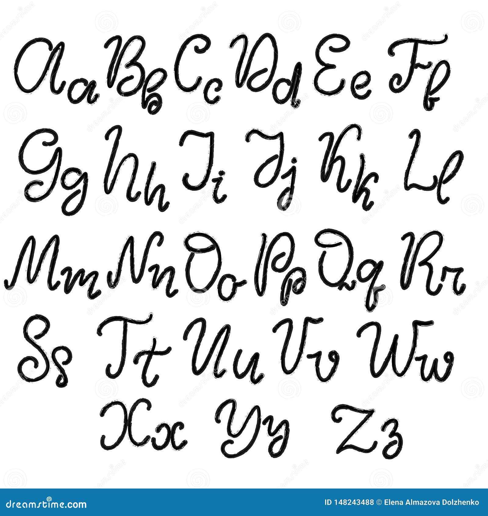 Hand Drawn Lettering Font, Alphabet Stock Vector - Illustration of font ...