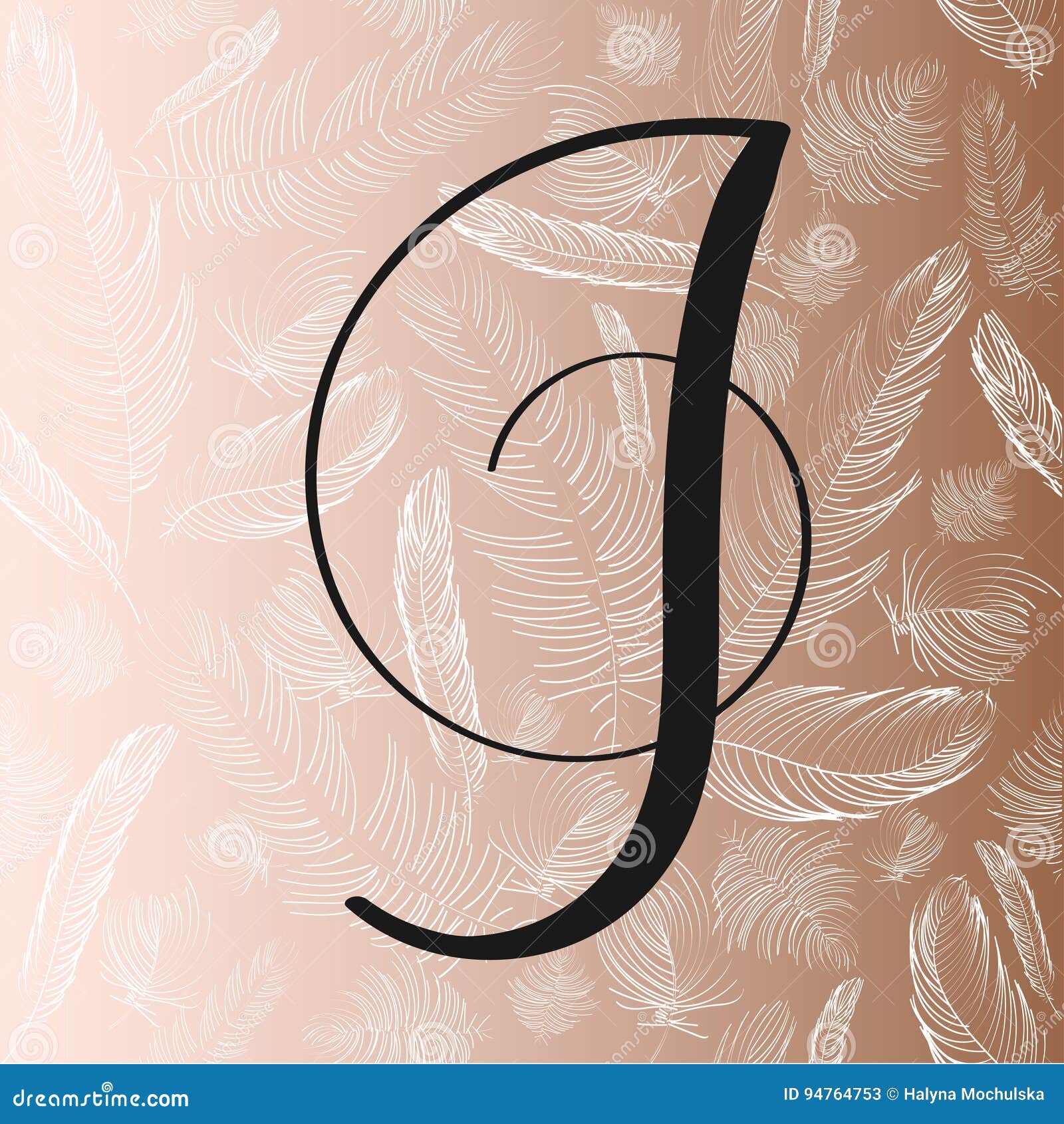 Hand Drawn Lettering Letter J In Modern Calligraphy Style Boho Art