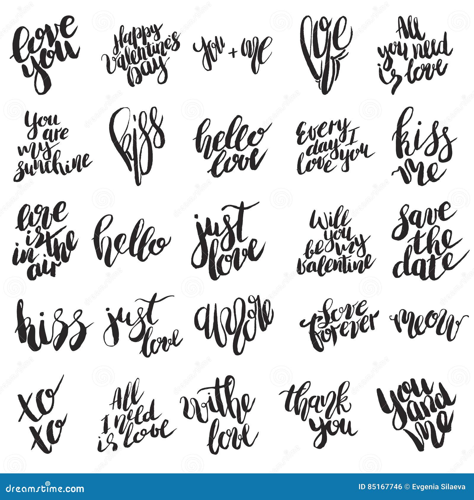 Hand Drawn Lettering Of A Love Phrases Stock Vector Illustration