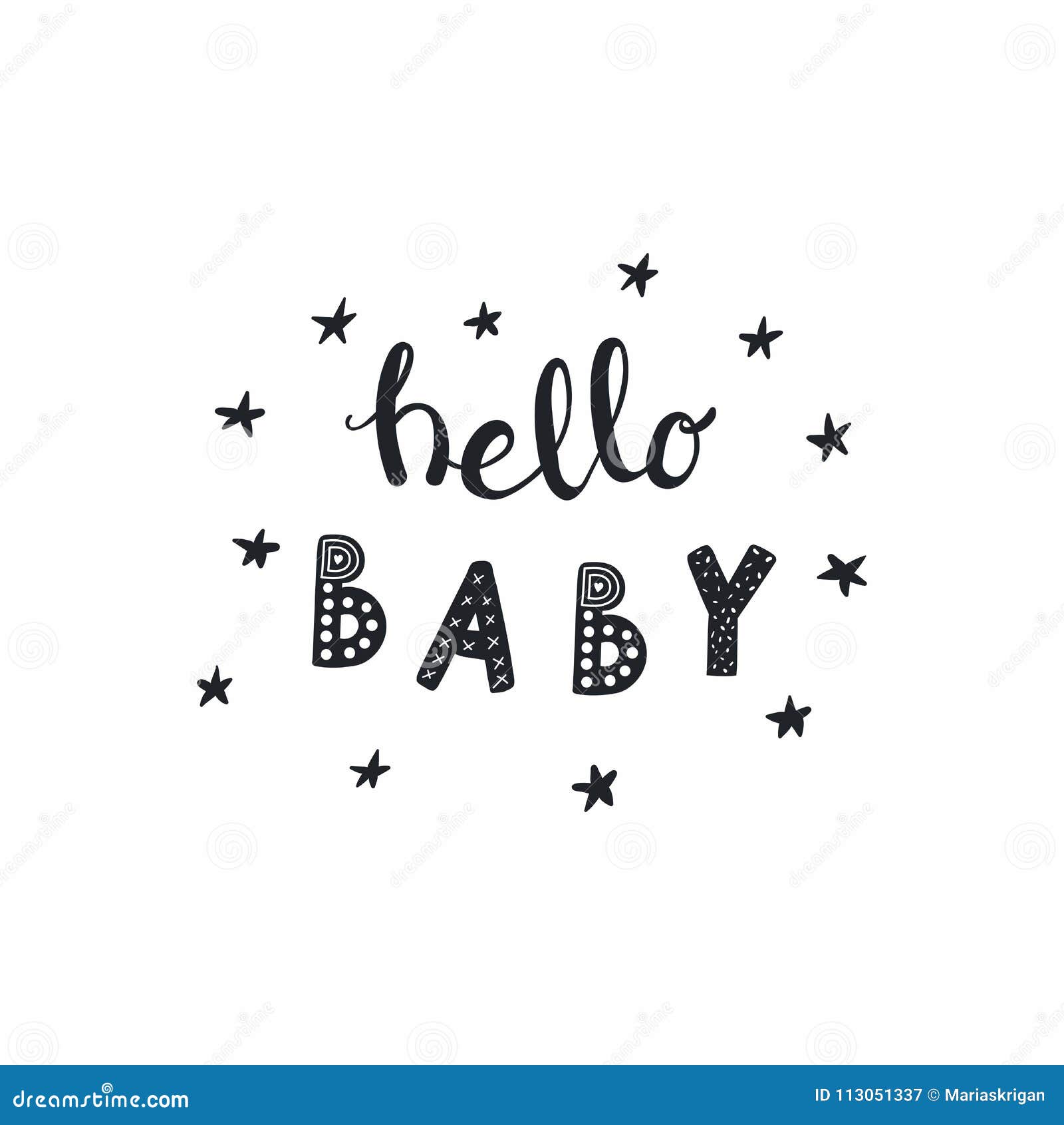 Hello baby - hand drawn calligraphy inscription. 6591896 Vector Art at  Vecteezy