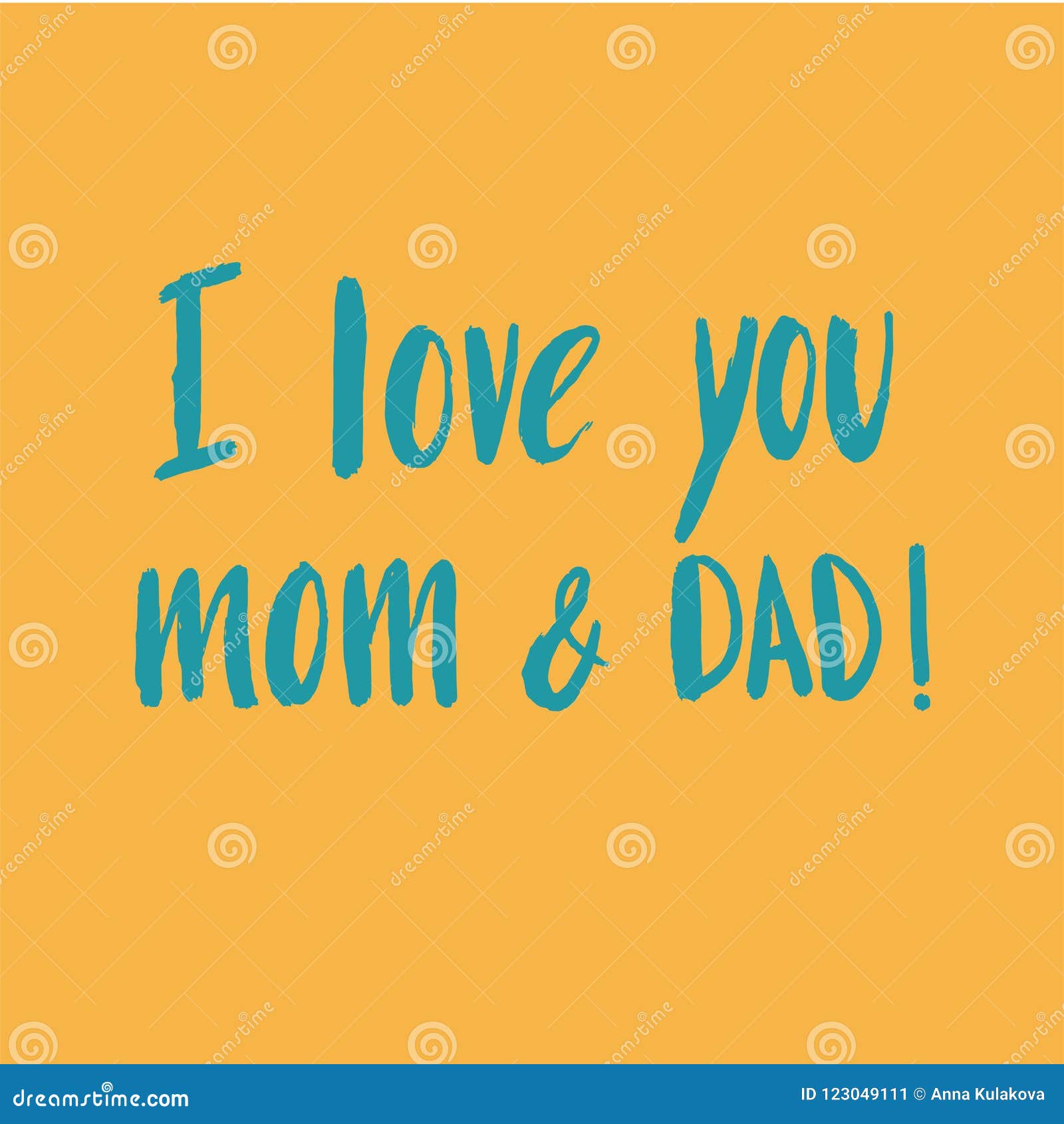 Hand Drawn Lettering, Quote I Love You Mom and Dad Stock ...