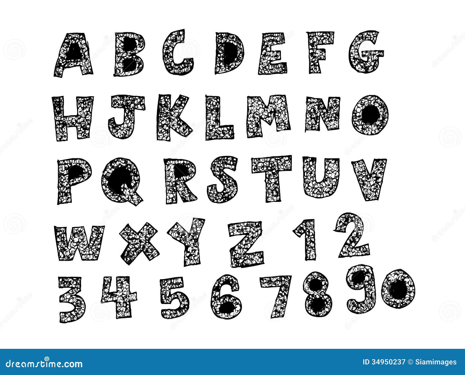 Hand drawn letters font stock illustration. Illustration of letter 34950237