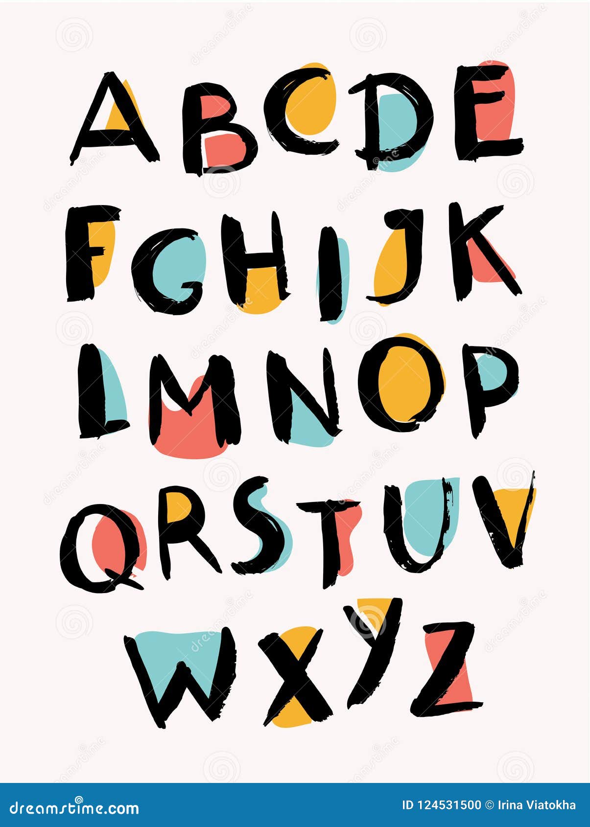 Hand Drawn Letters Stylish Alphabet Trendy Abc Stock Vector