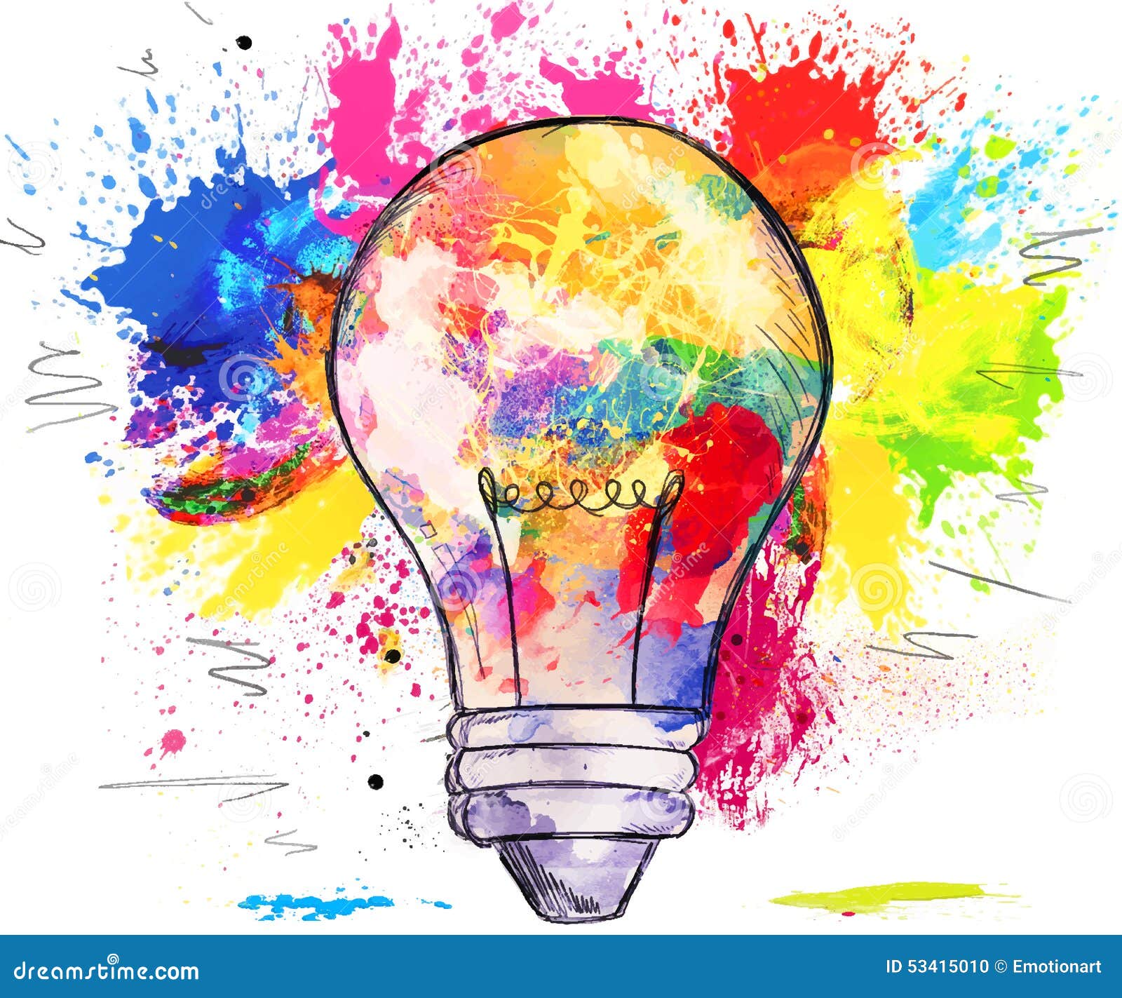 Colored Hand Drawing Light Bulb Stock Vector - Illustration of