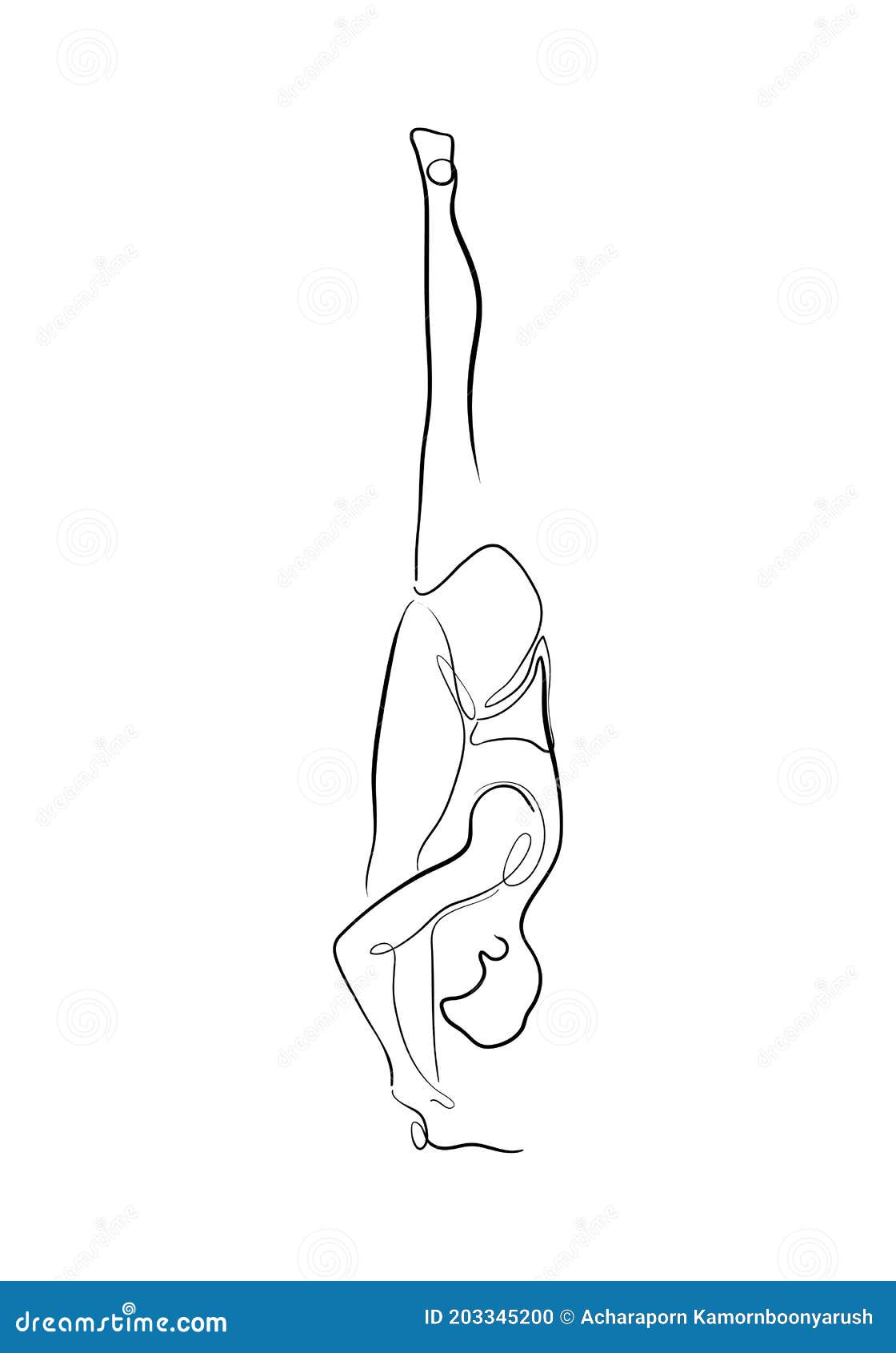 Hand Drawn Line Art Illustration of Urdhva Stretched Upward Pose Stock ...